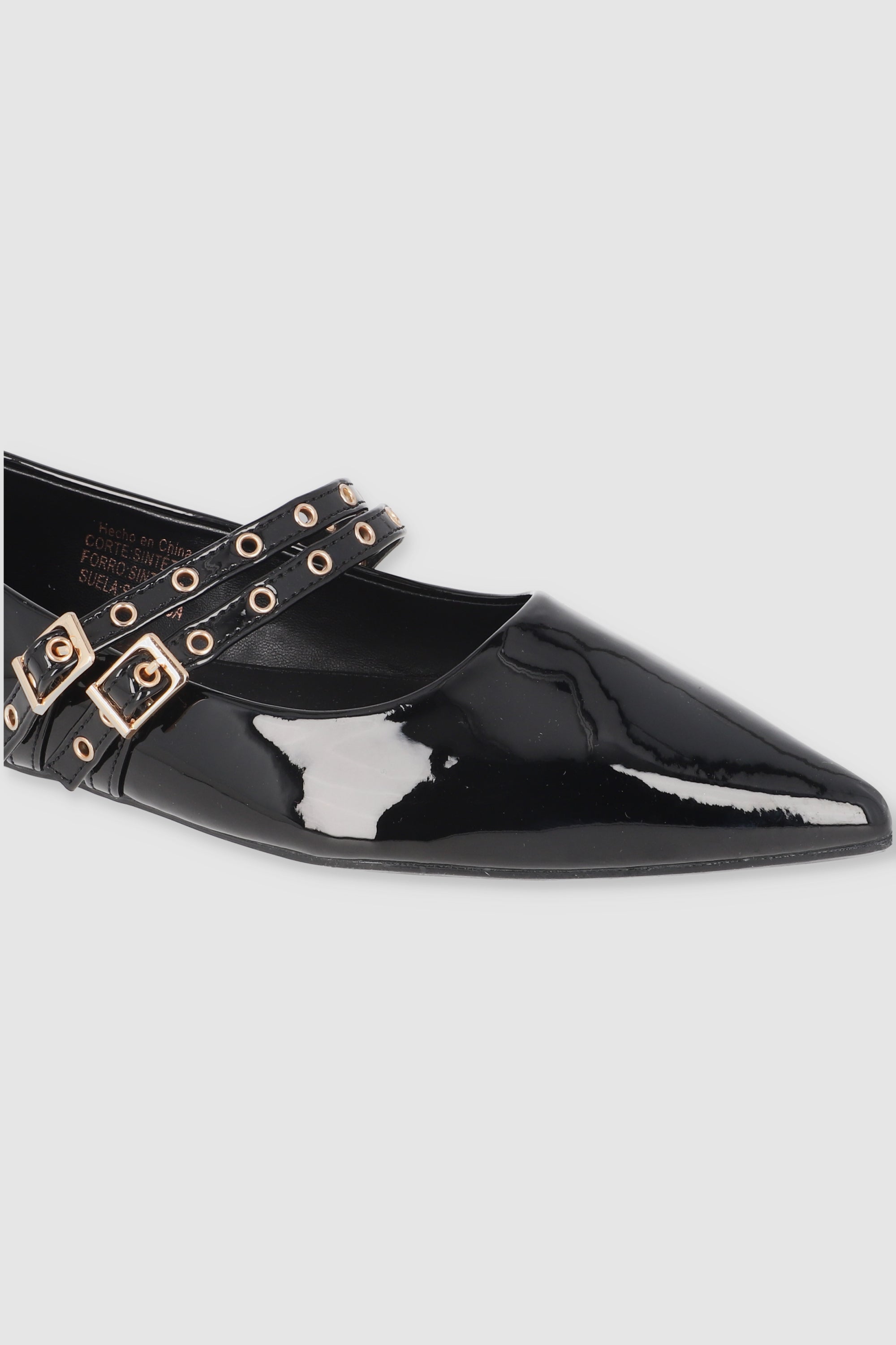 Flat puntal tiras delgadas eyelets NEGRO