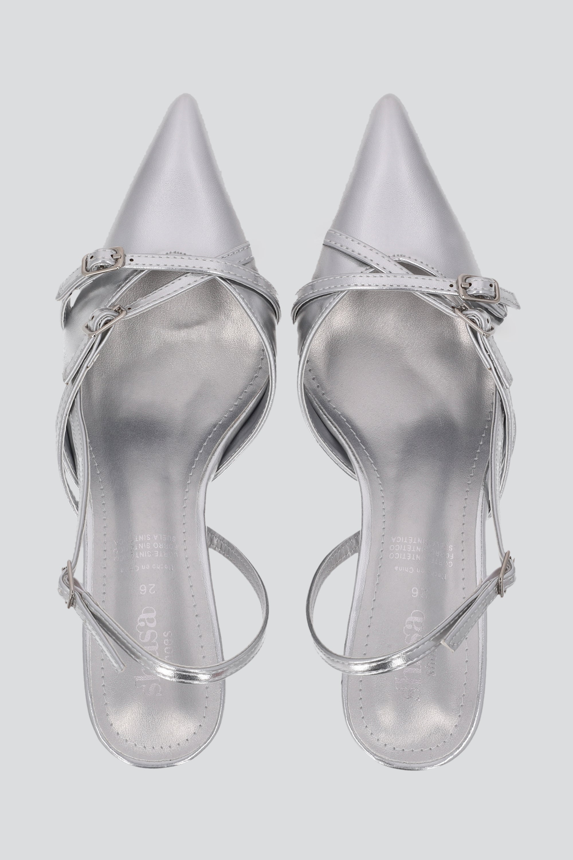 Tacón Pointy Tiras PLATA
