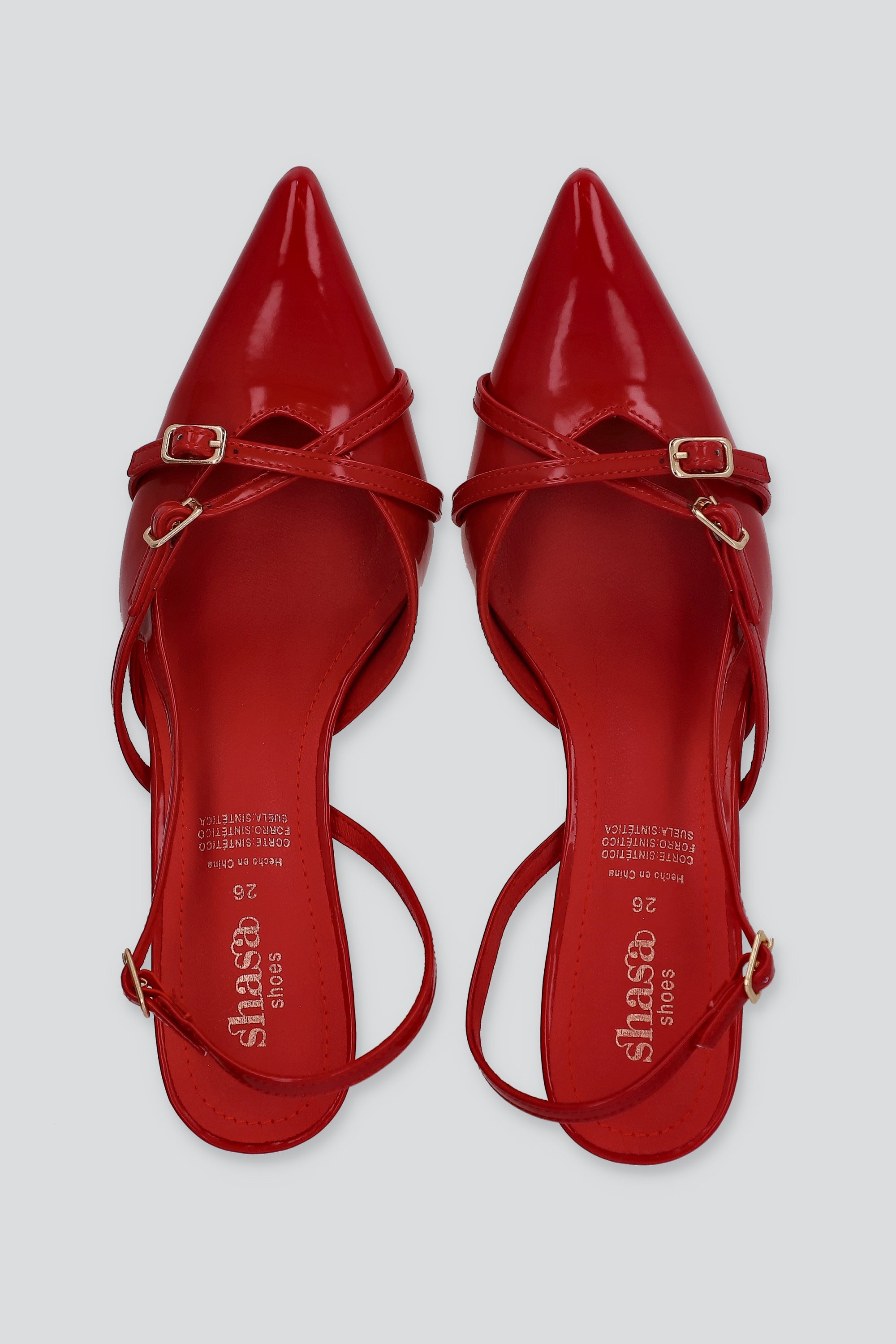 Tacón Pointy Tiras ROJO