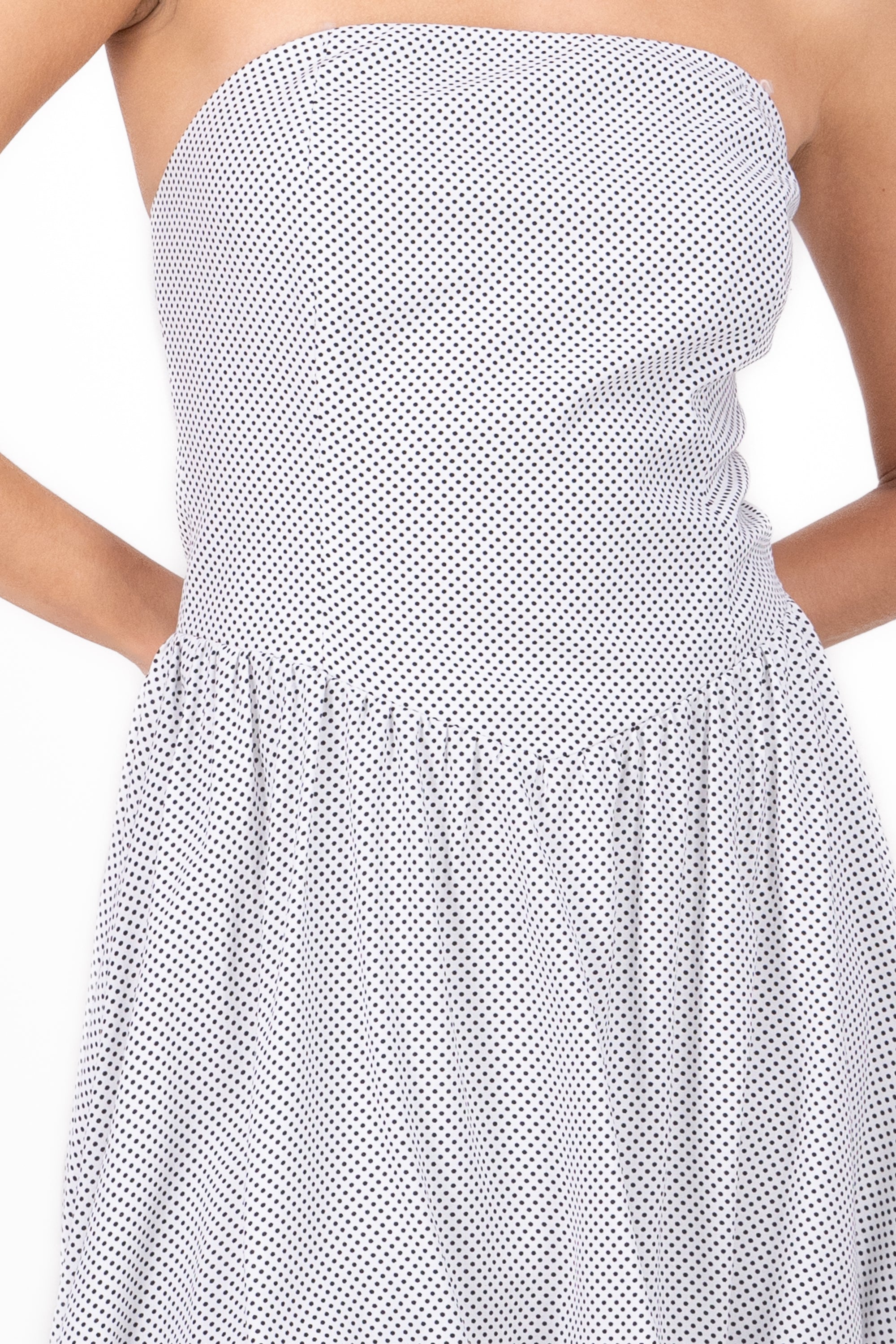 Vestido mini bubble estampado mini polkas Hypsters BLANCO COMBO