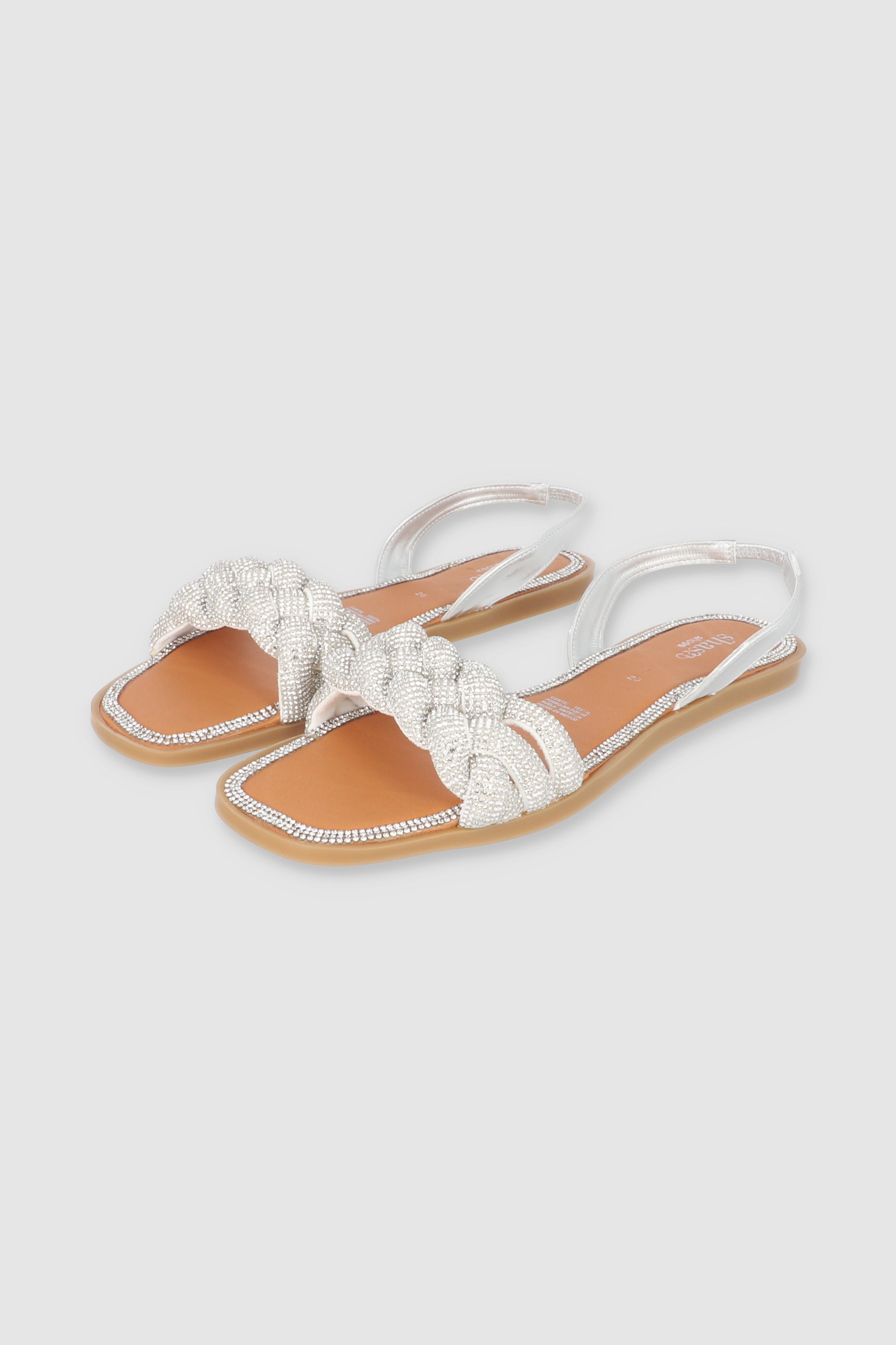 Sandalia slingback trenza brillos PLATA