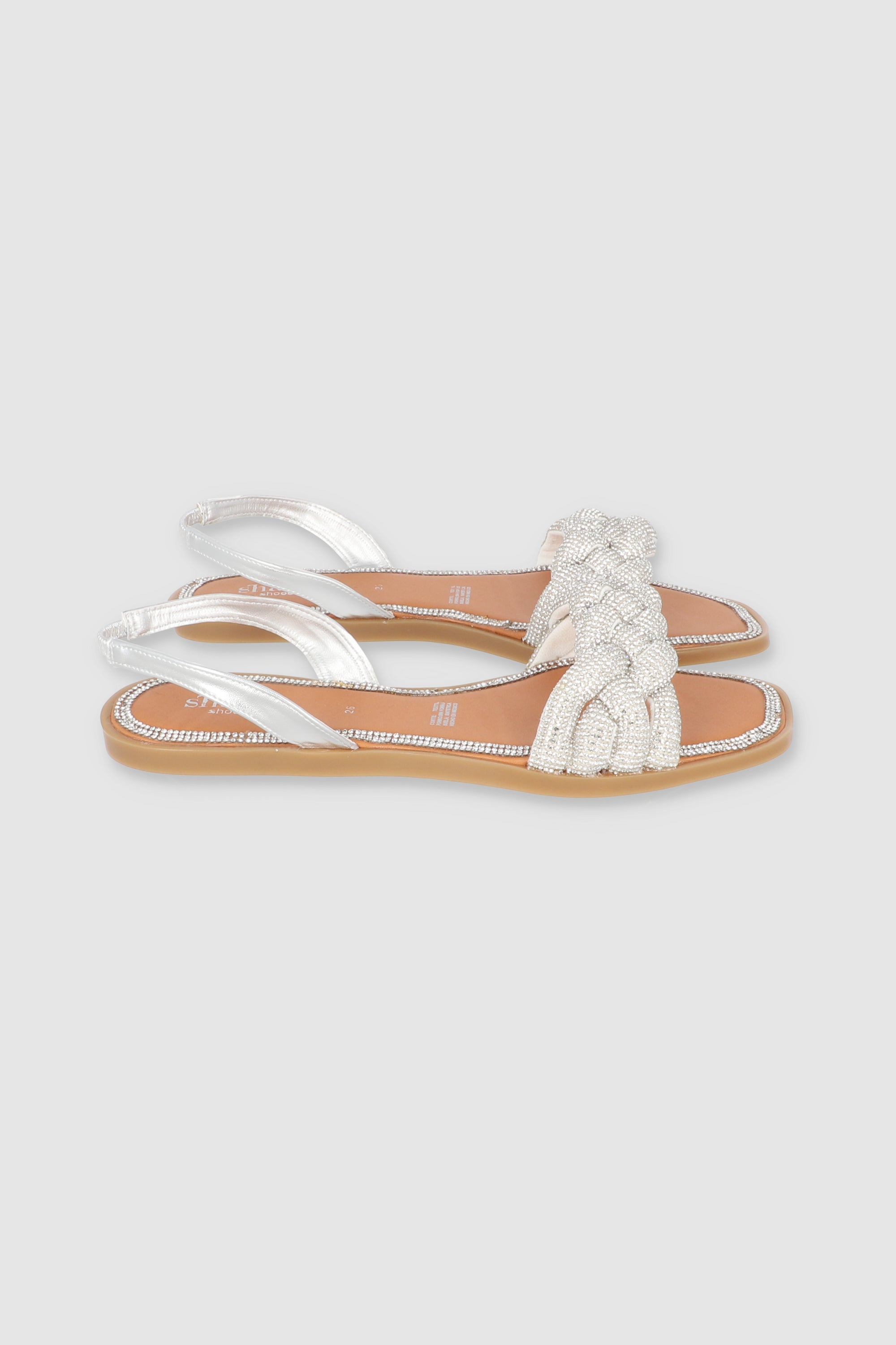 Sandalia slingback trenza brillos PLATA