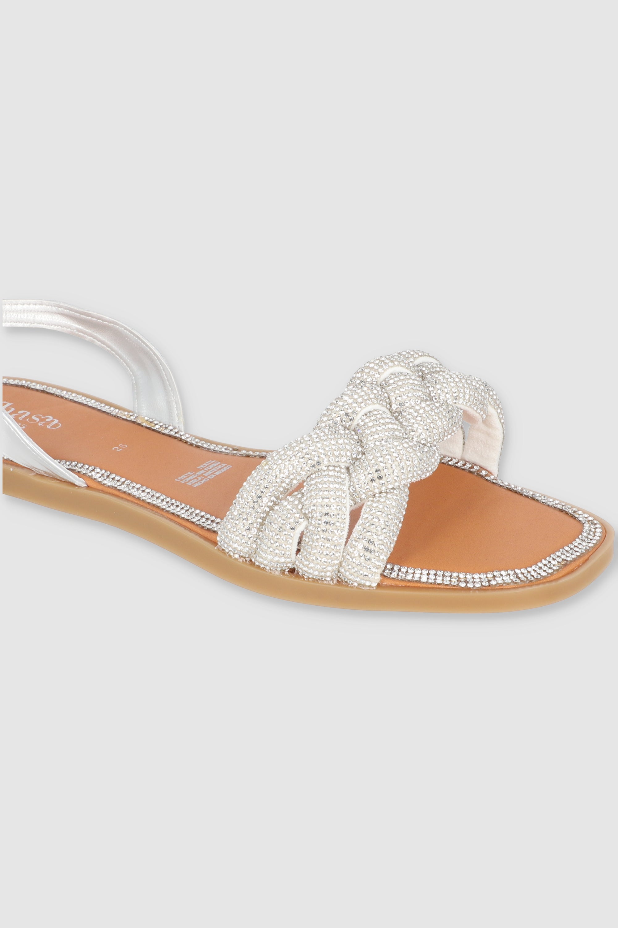 Sandalia slingback trenza brillos PLATA