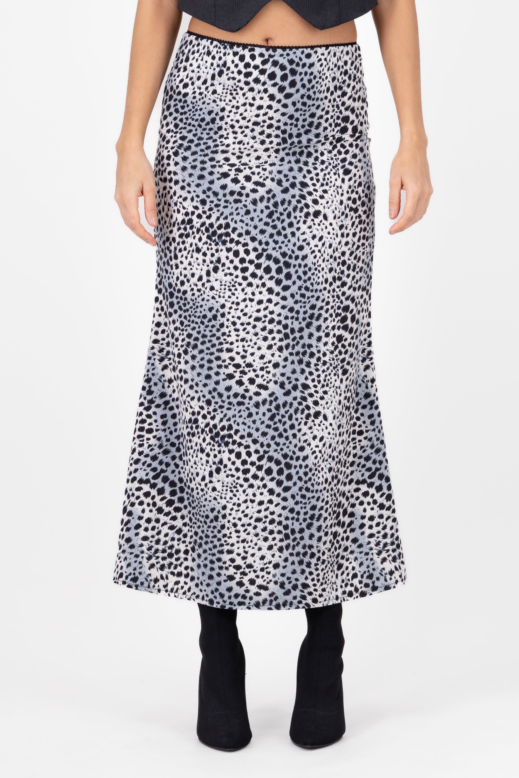 Falda maxi estampado animal print satin Hypsters BLANCO COMBO