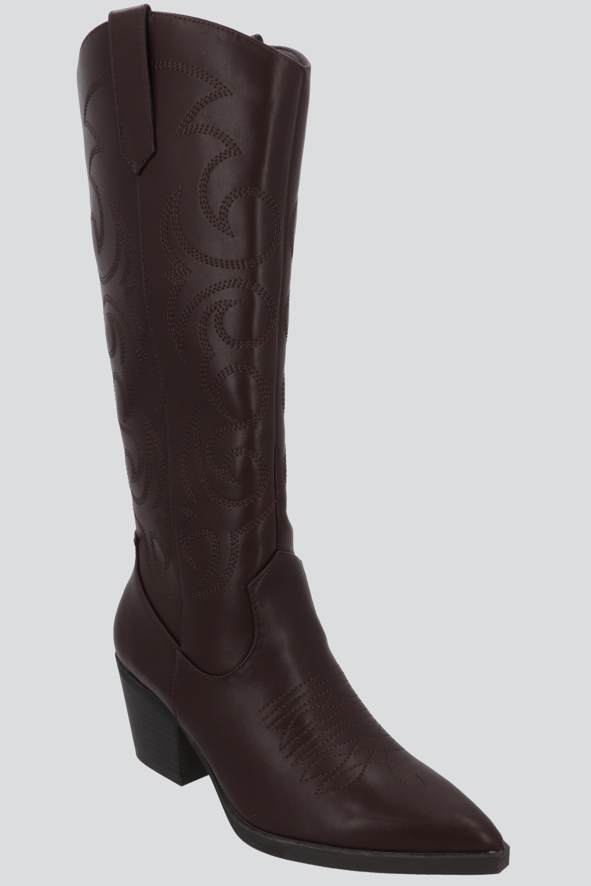 Bota larga vaquera bordados CAFE