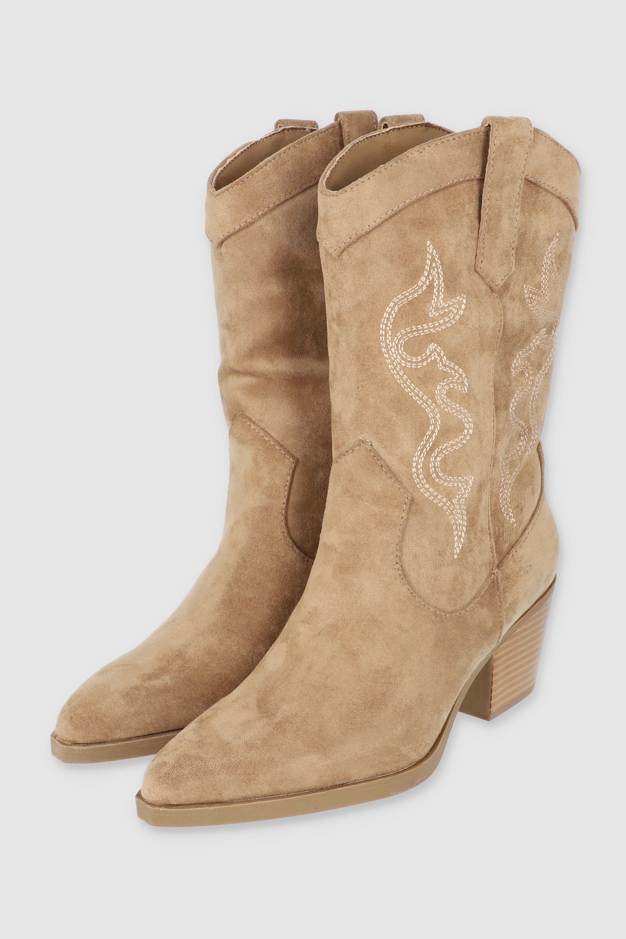 Botín vaquero midi bordados BEIGE