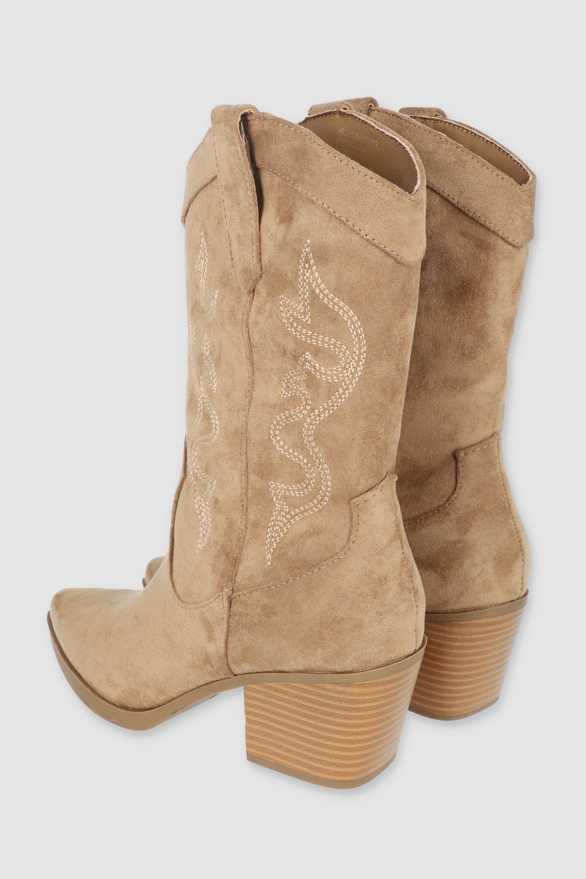 Botín vaquero midi bordados BEIGE