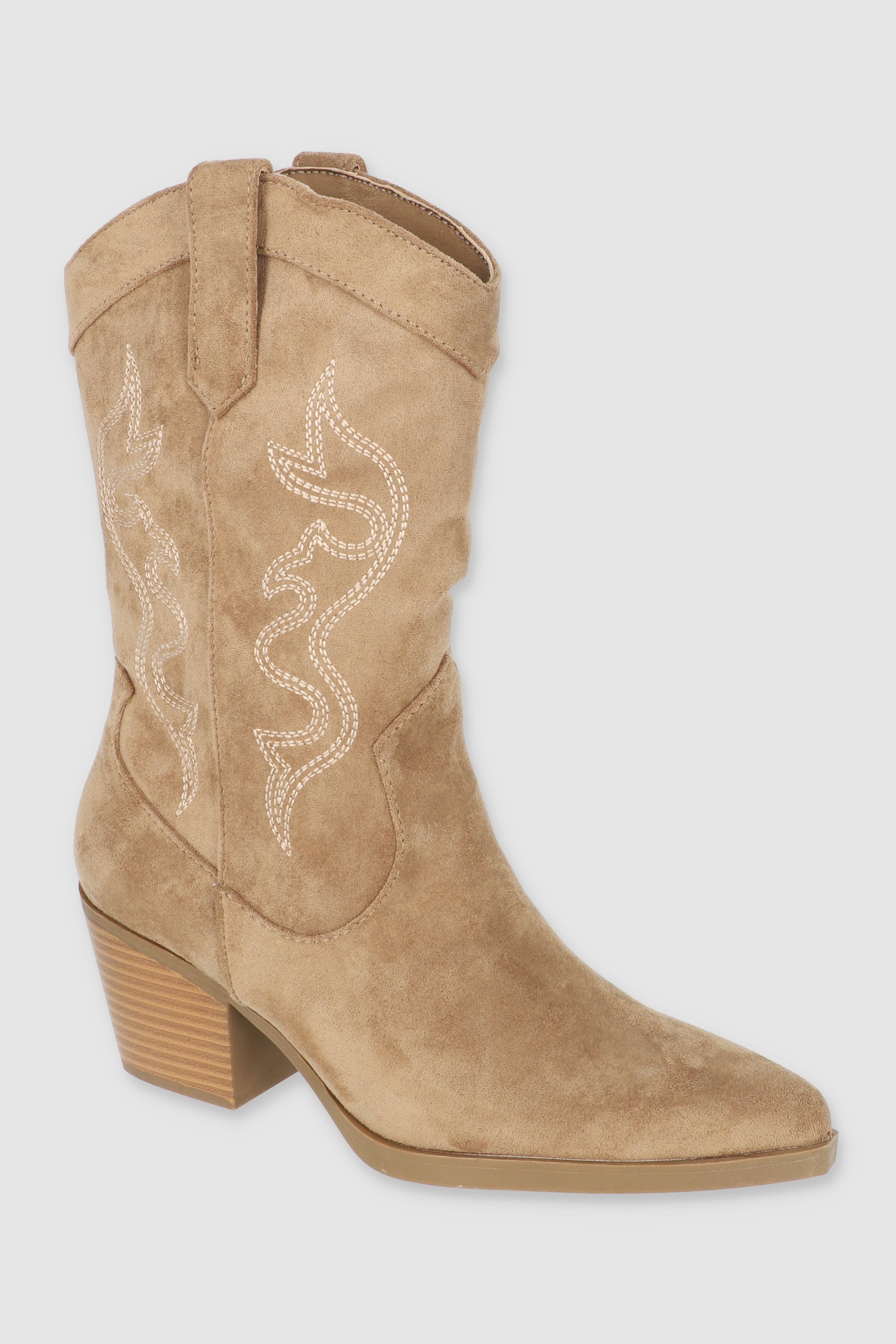 Botín vaquero midi bordados BEIGE