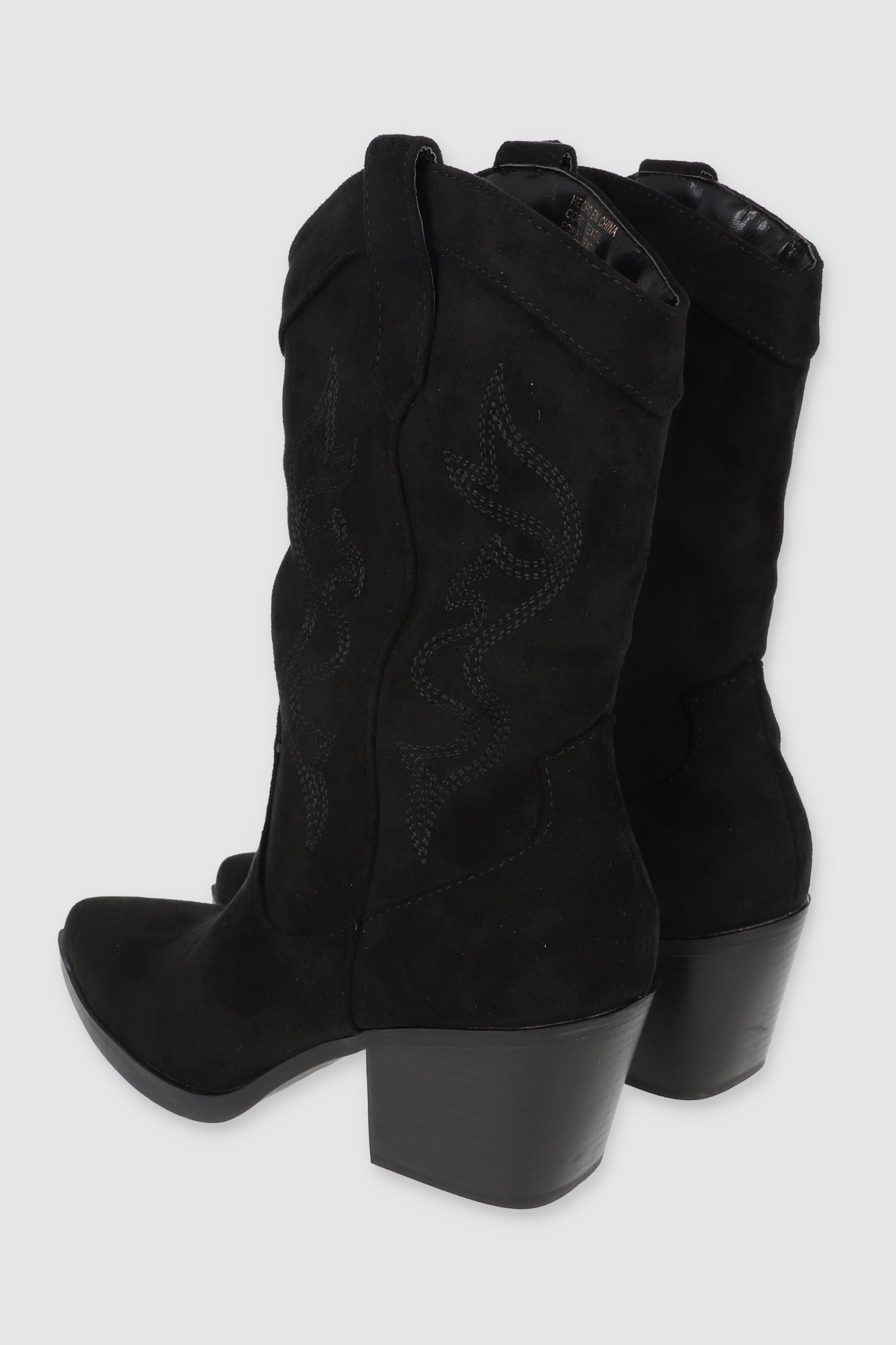 Botín vaquero midi bordados NEGRO