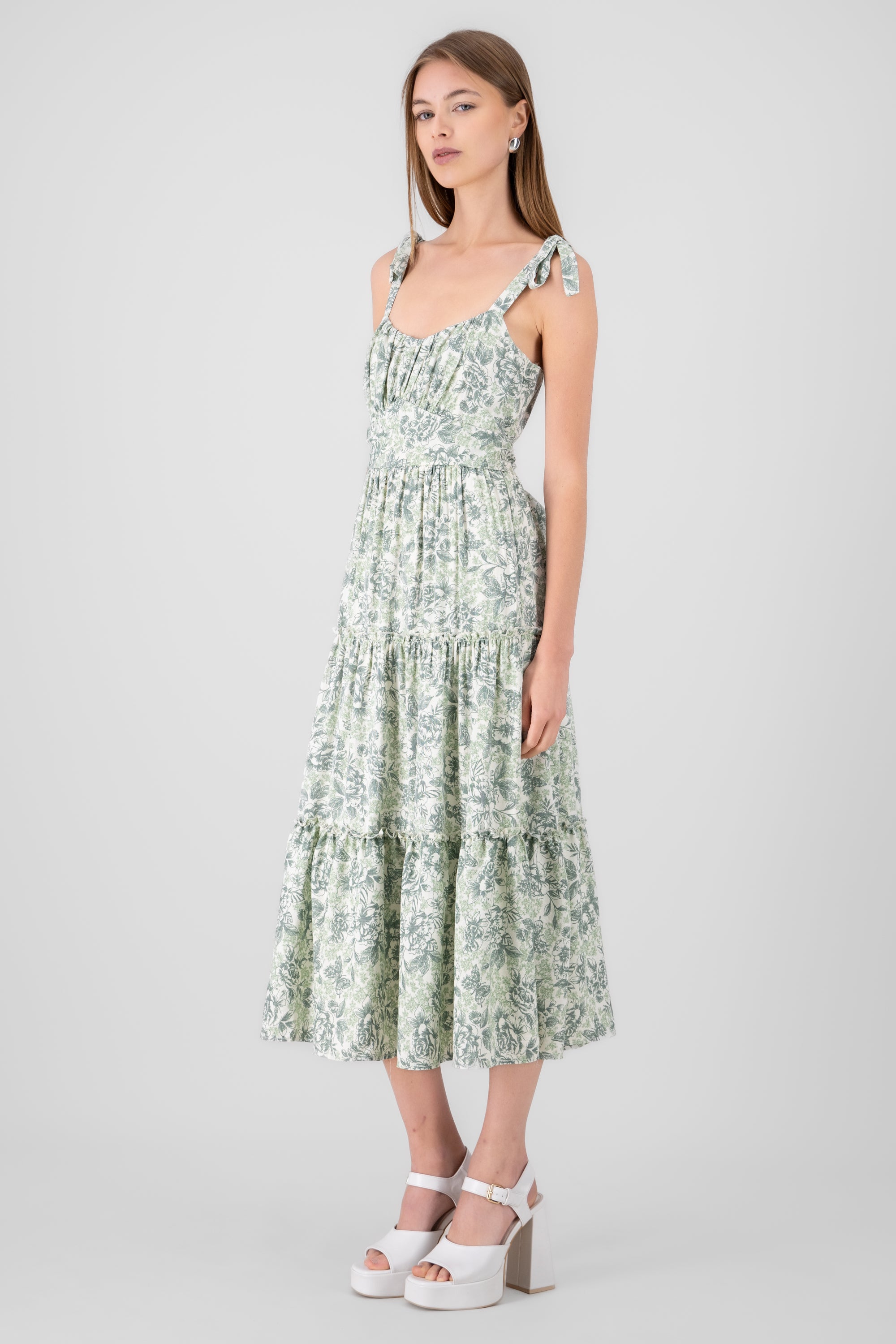 Vestido maxi floral VERDE COMBO