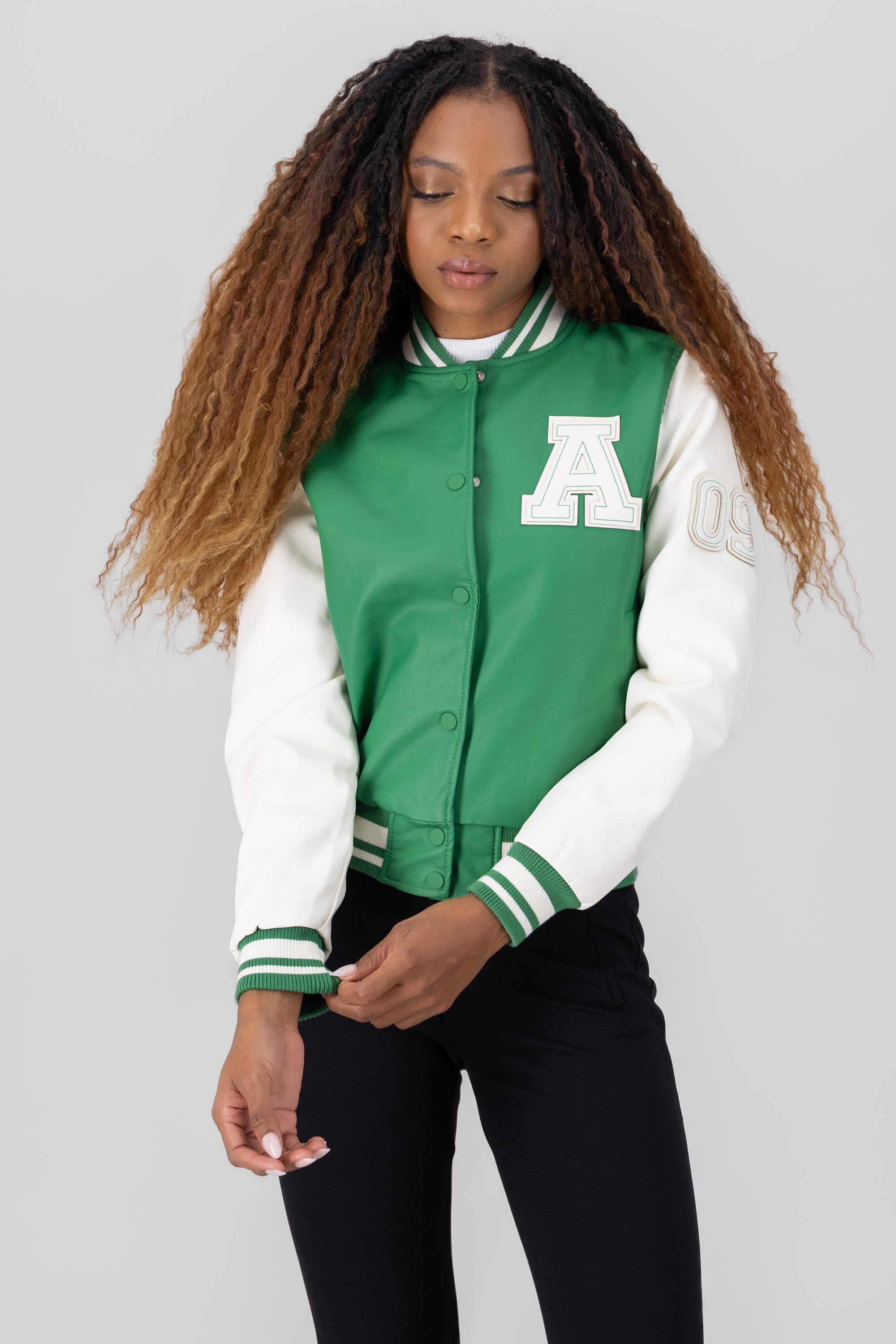 BOMBER PARCHO LONG LETTER GREEN