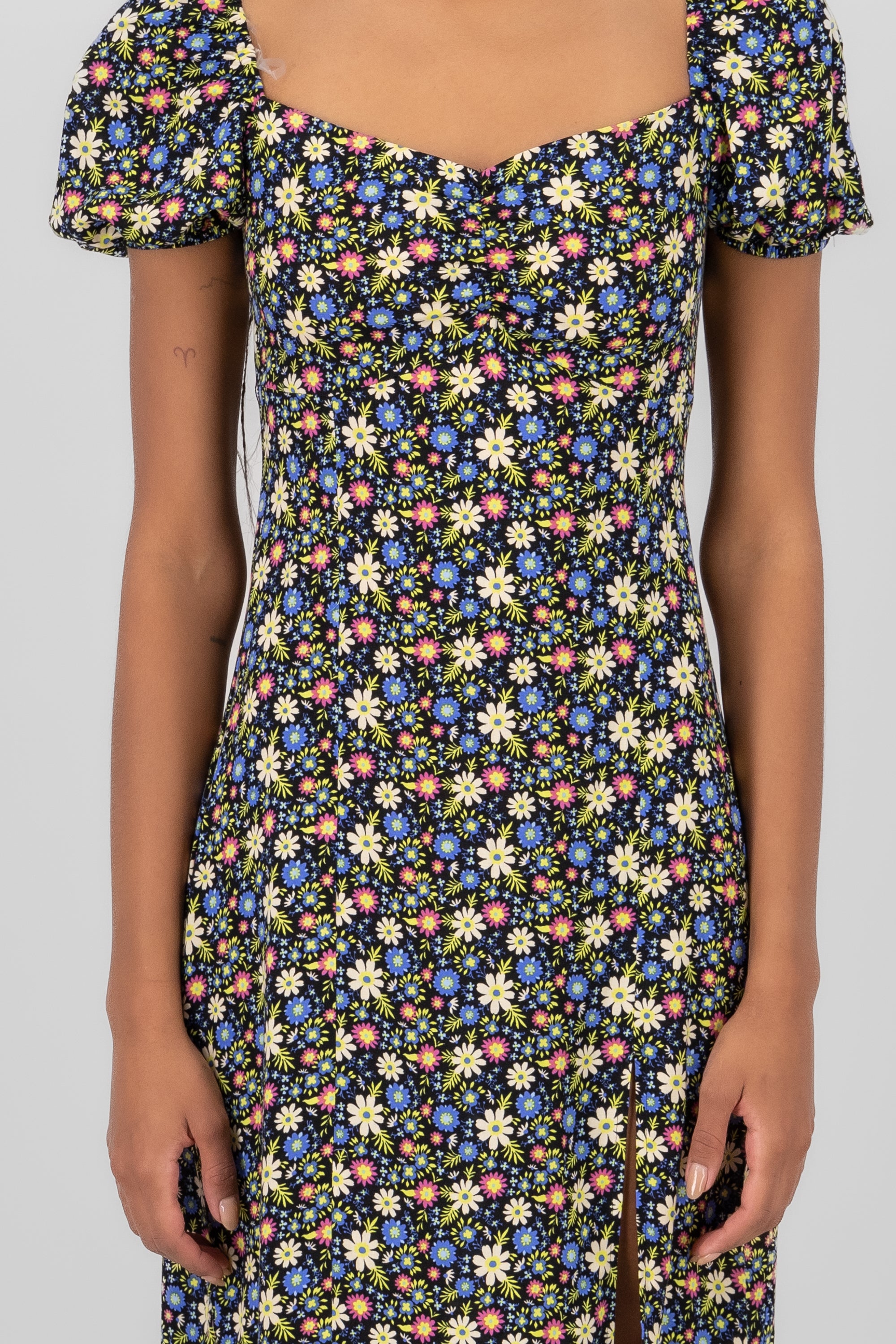 Vestido estampado flores NEGRO COMBO