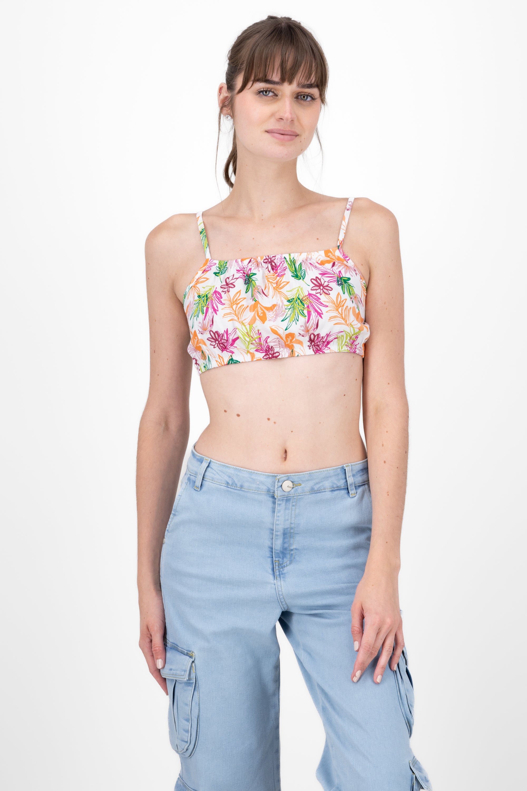 Top tirantes estampado tropical BLANCO COMBO
