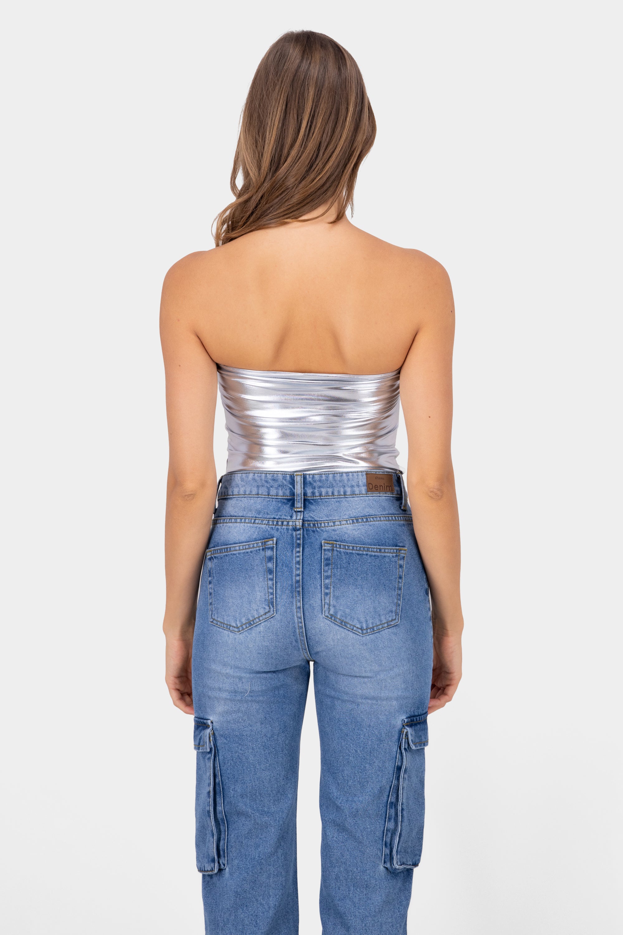 Bodysuit Strapless Metalic SILVER