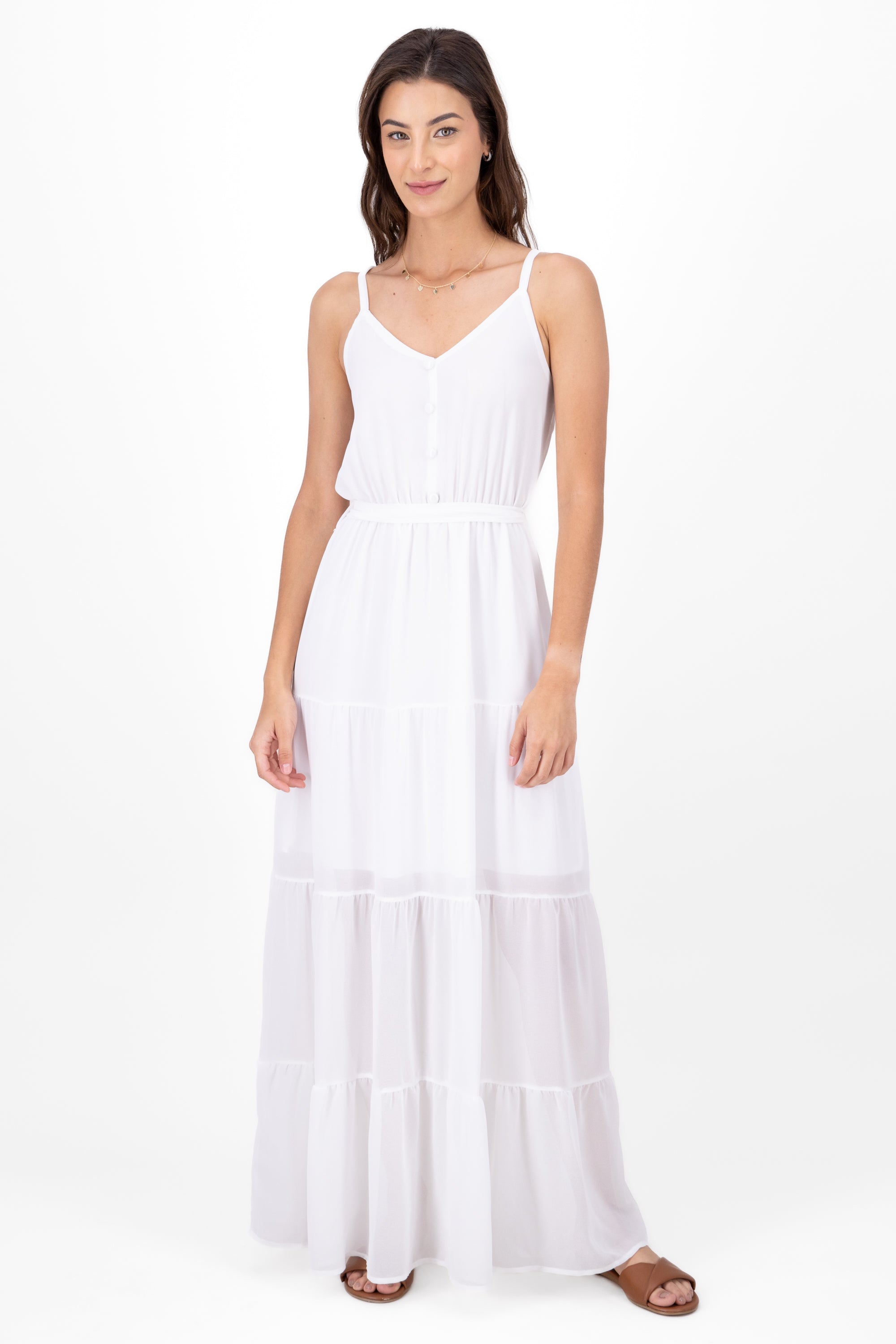 Maxi dresses Moño Detail buttons WHITE