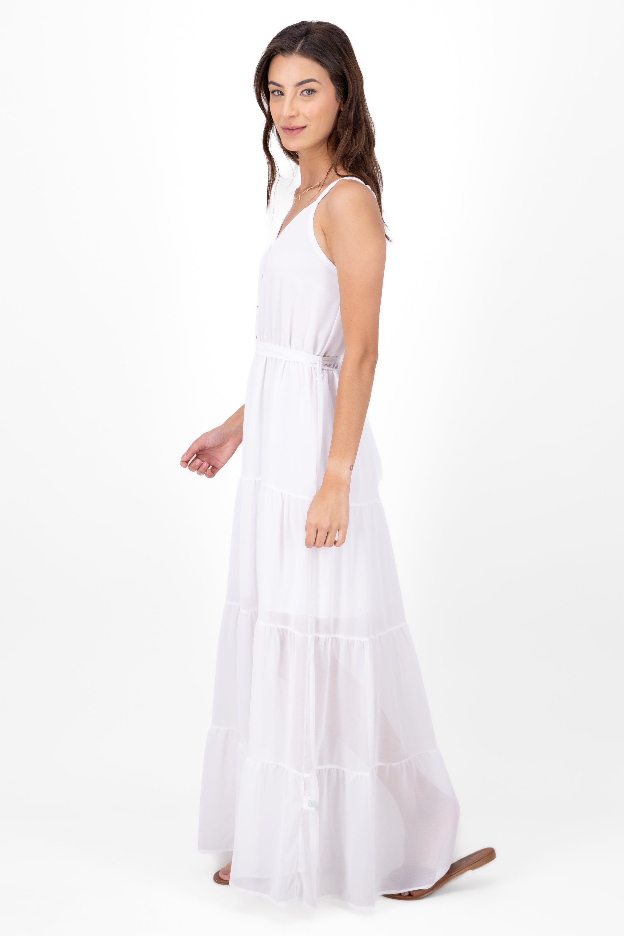 Maxi dresses Moño Detail buttons WHITE