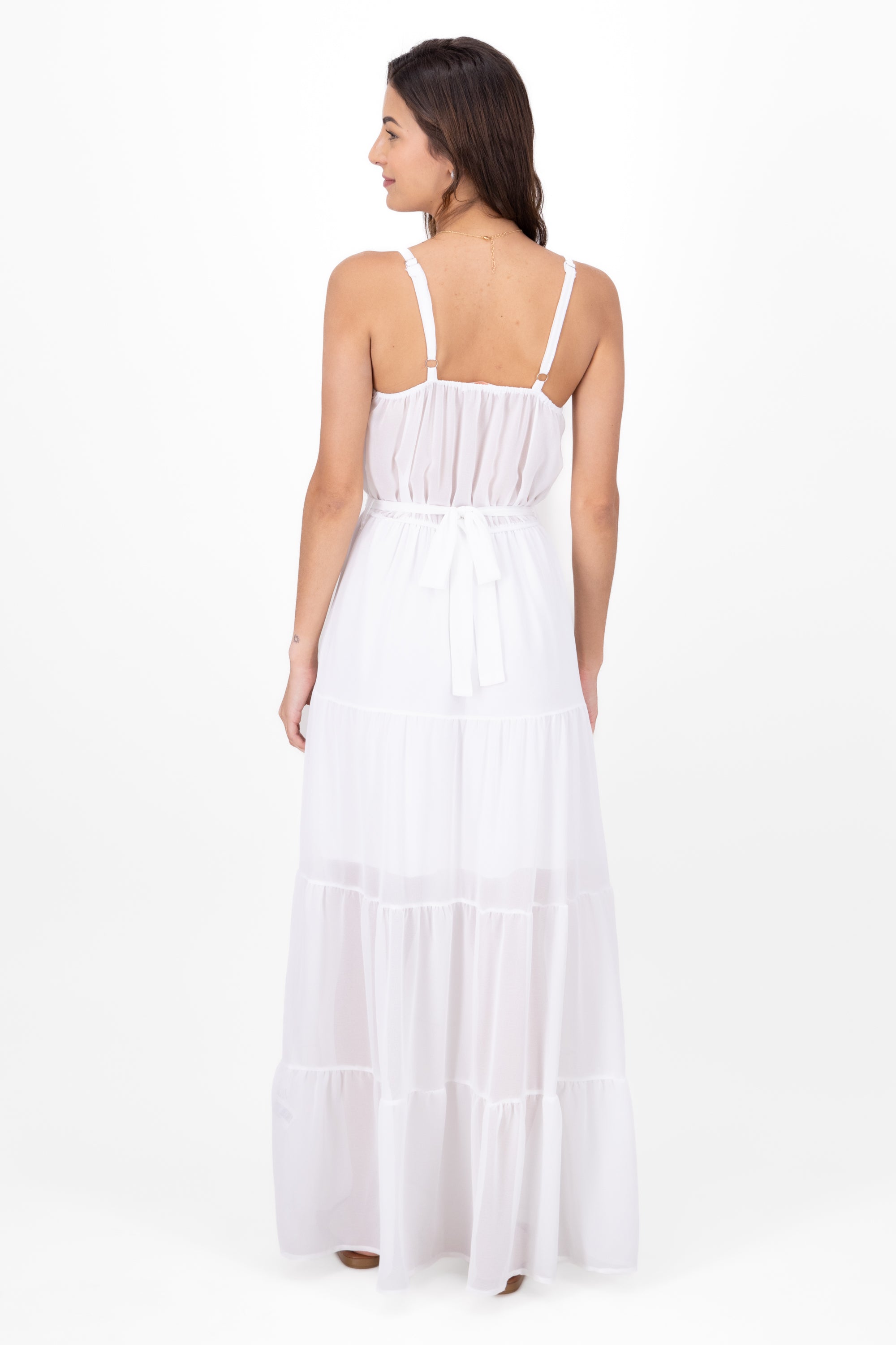 Maxi dresses Moño Detail buttons WHITE