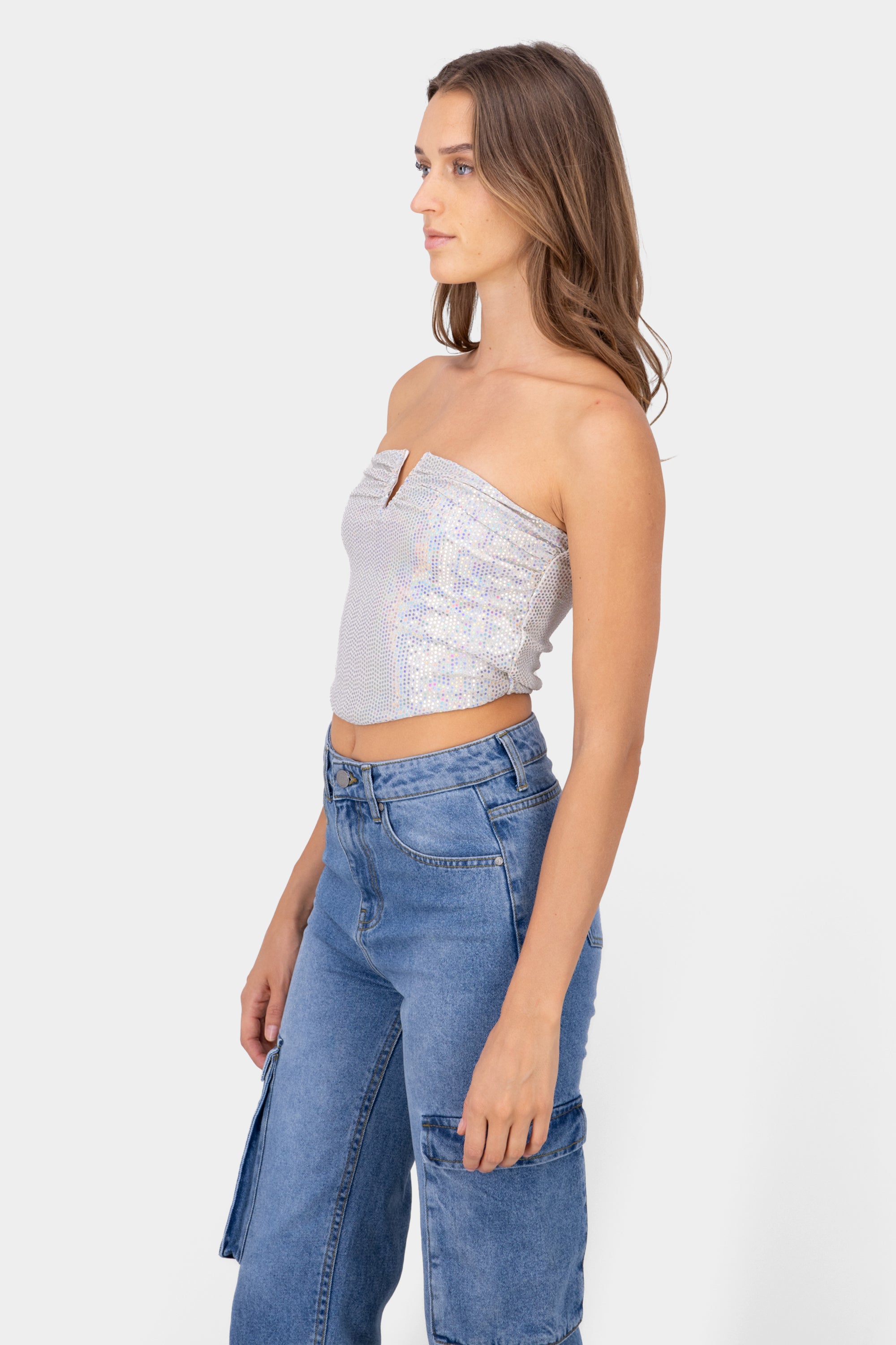 Top brillos strapless MULTICOLOR BRILLANTE