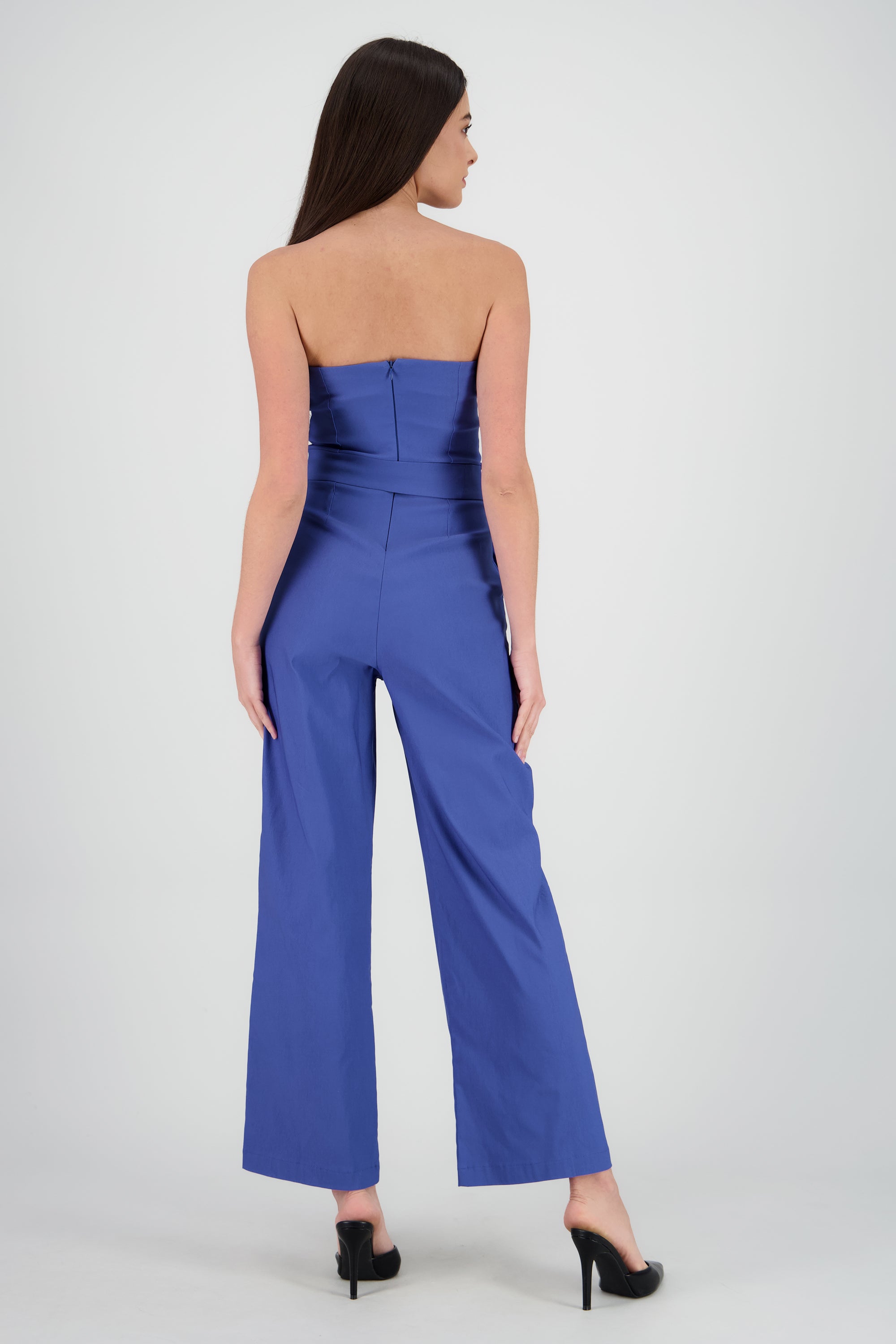 Jumpsuit strapless detalle cinturon AZUL