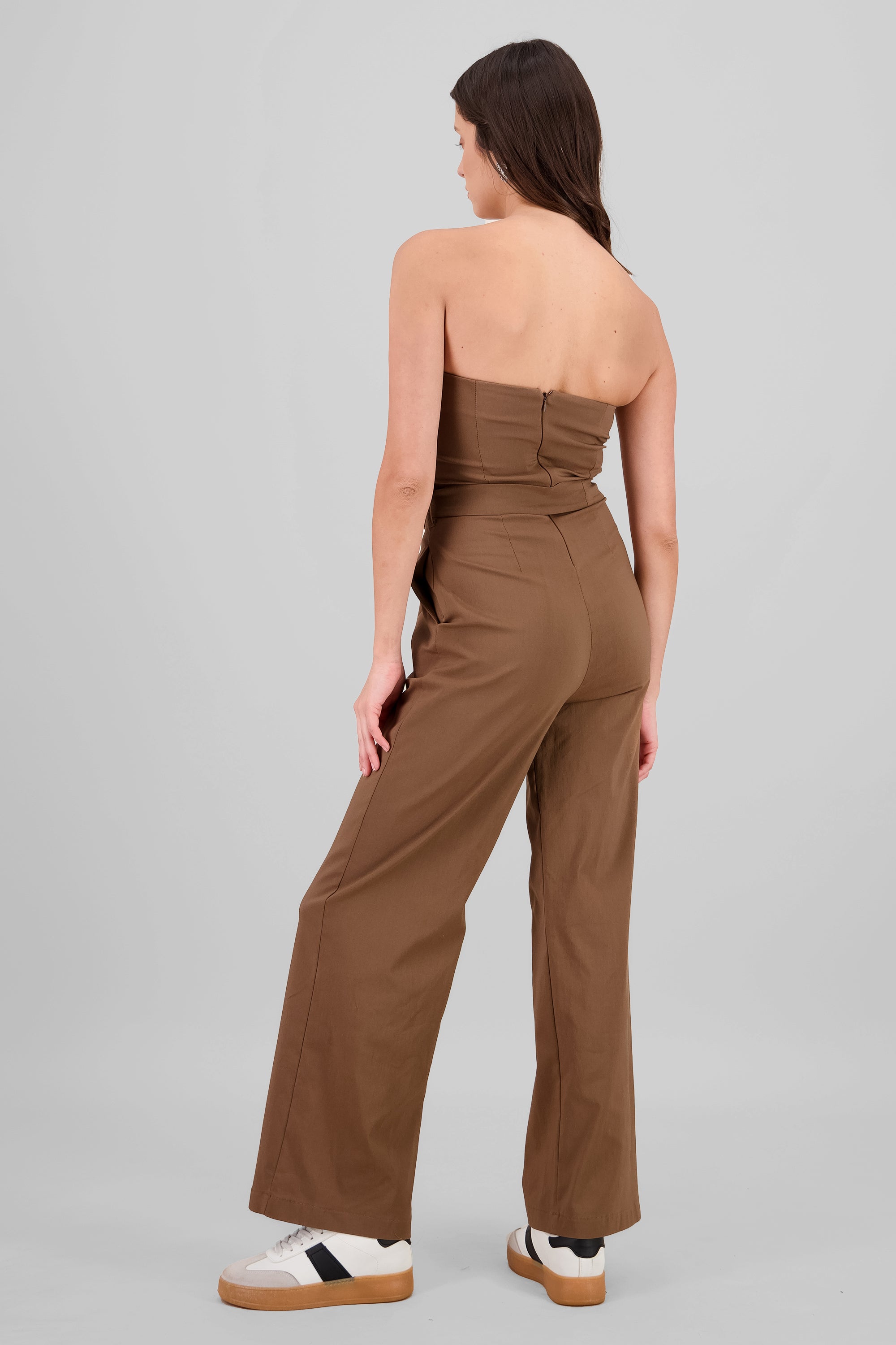 Jumpsuit strapless detalle cinturon TAUPE