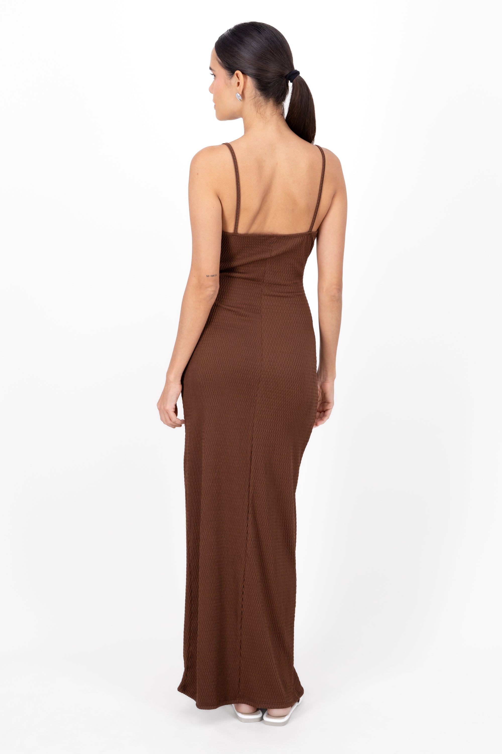 Vestido wrap con textura TAUPE