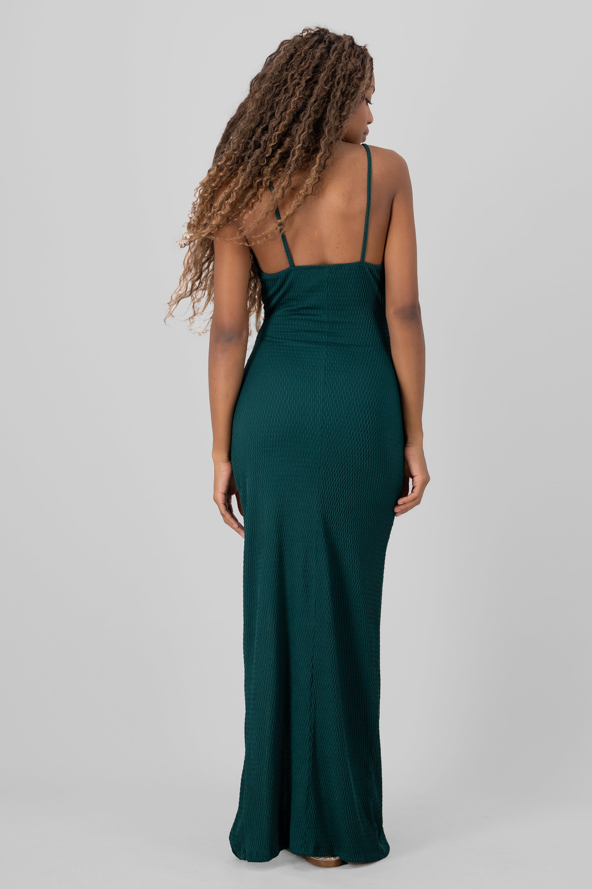 Vestido wrap con textura VERDE CAZADOR