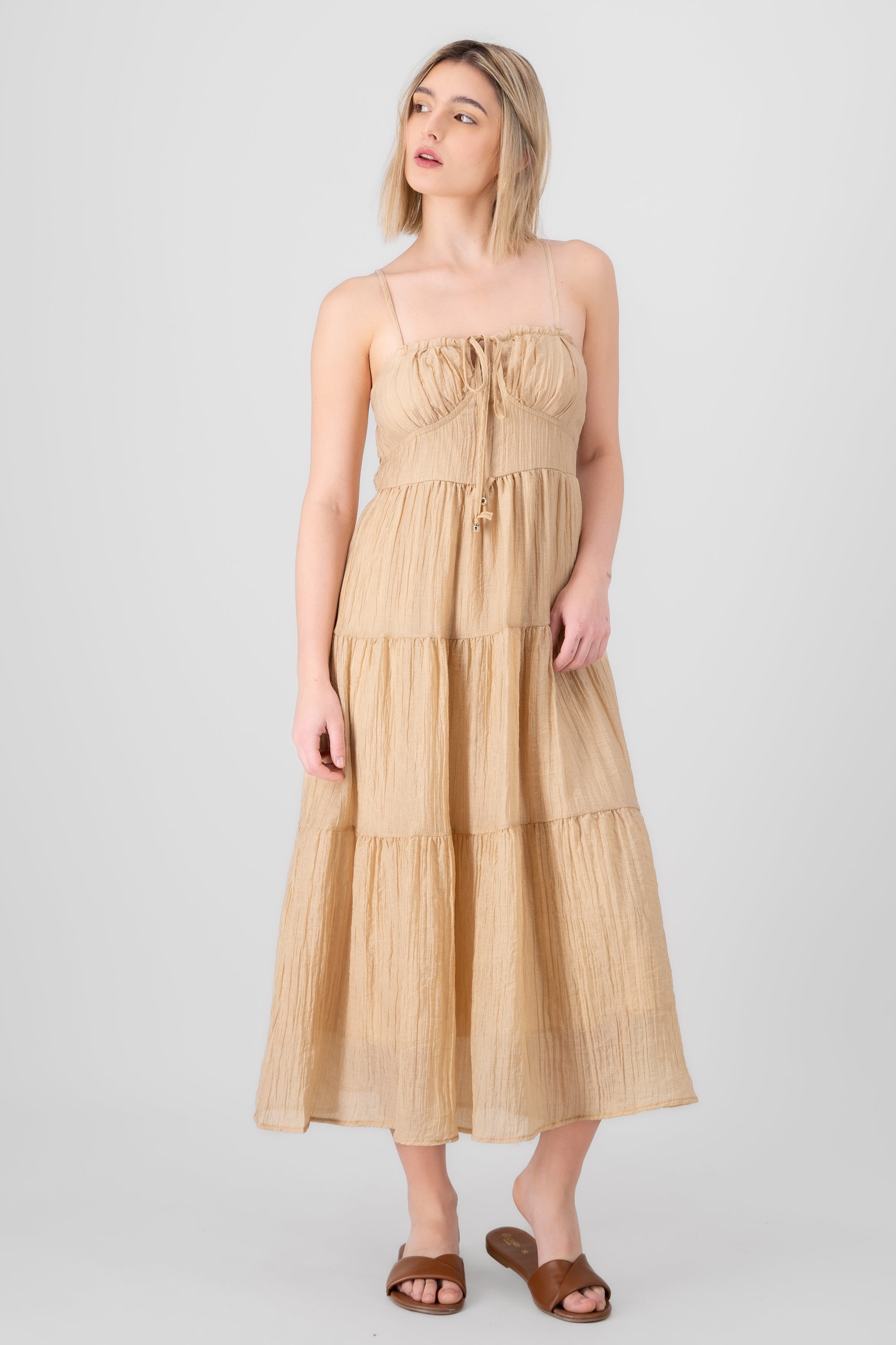 Maxi Dress Straps Texture SAND