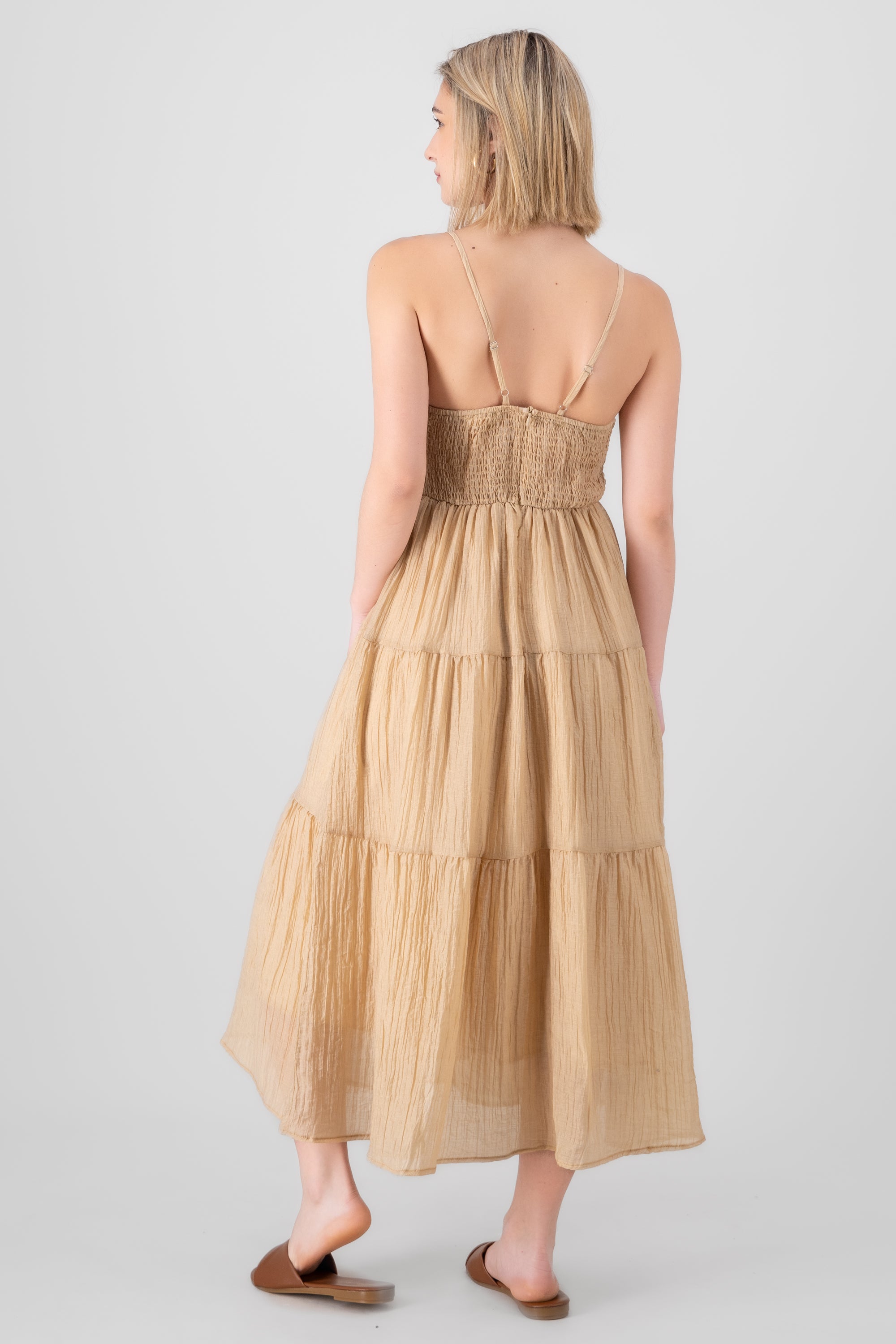 Maxi Dress Straps Texture SAND