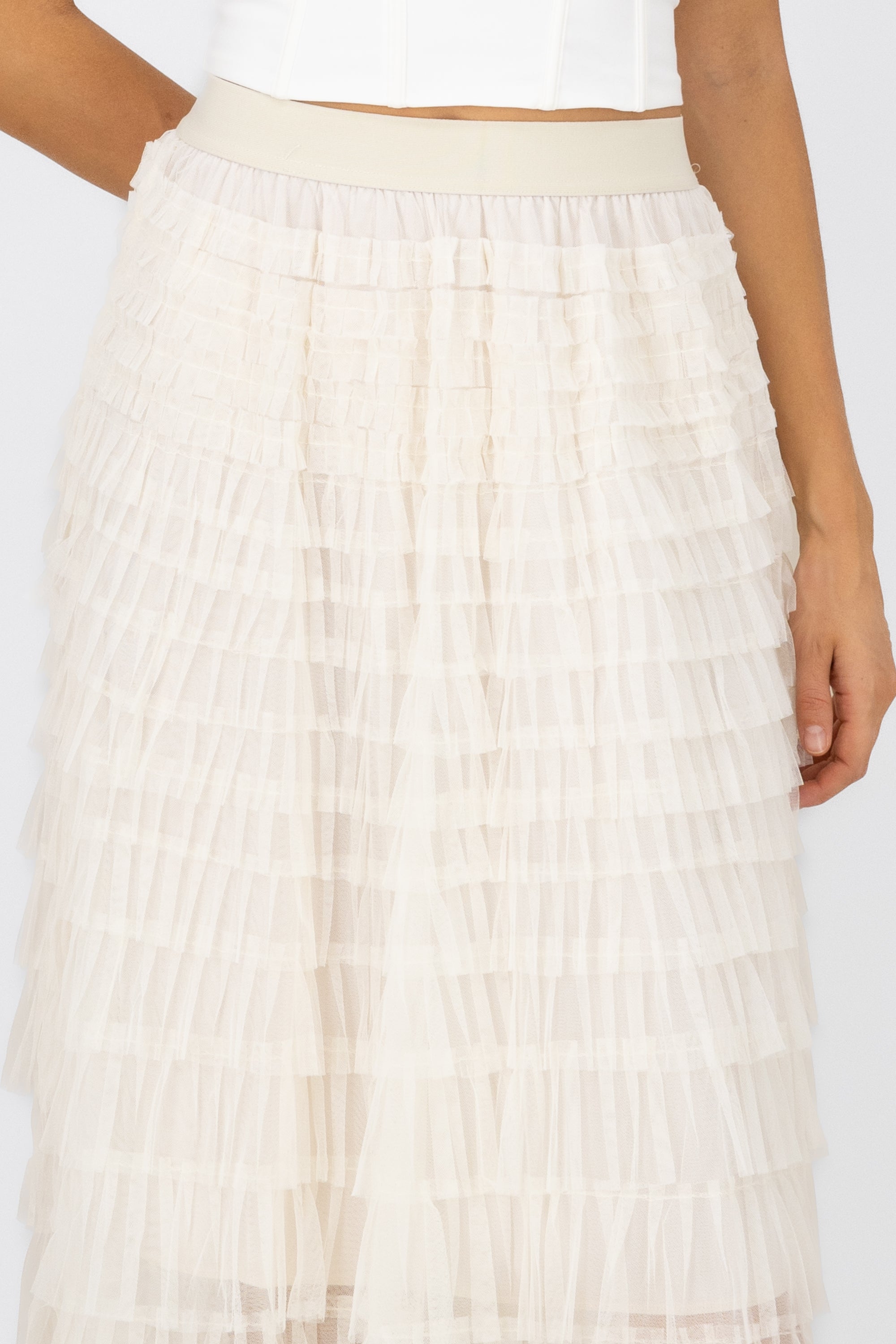 Falda maxi detalle olanes BLANCO