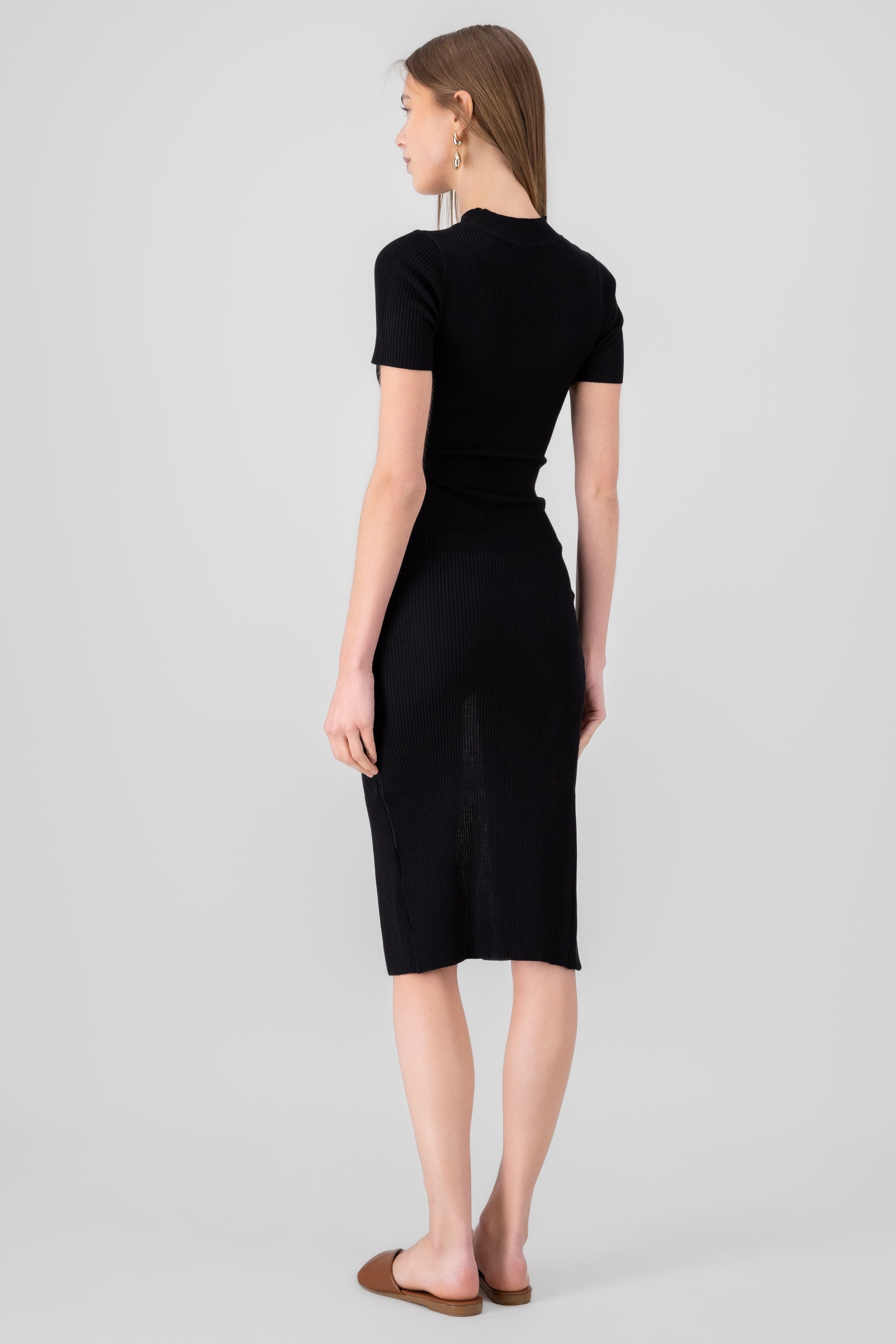 Vestido maxi rib grueso NEGRO