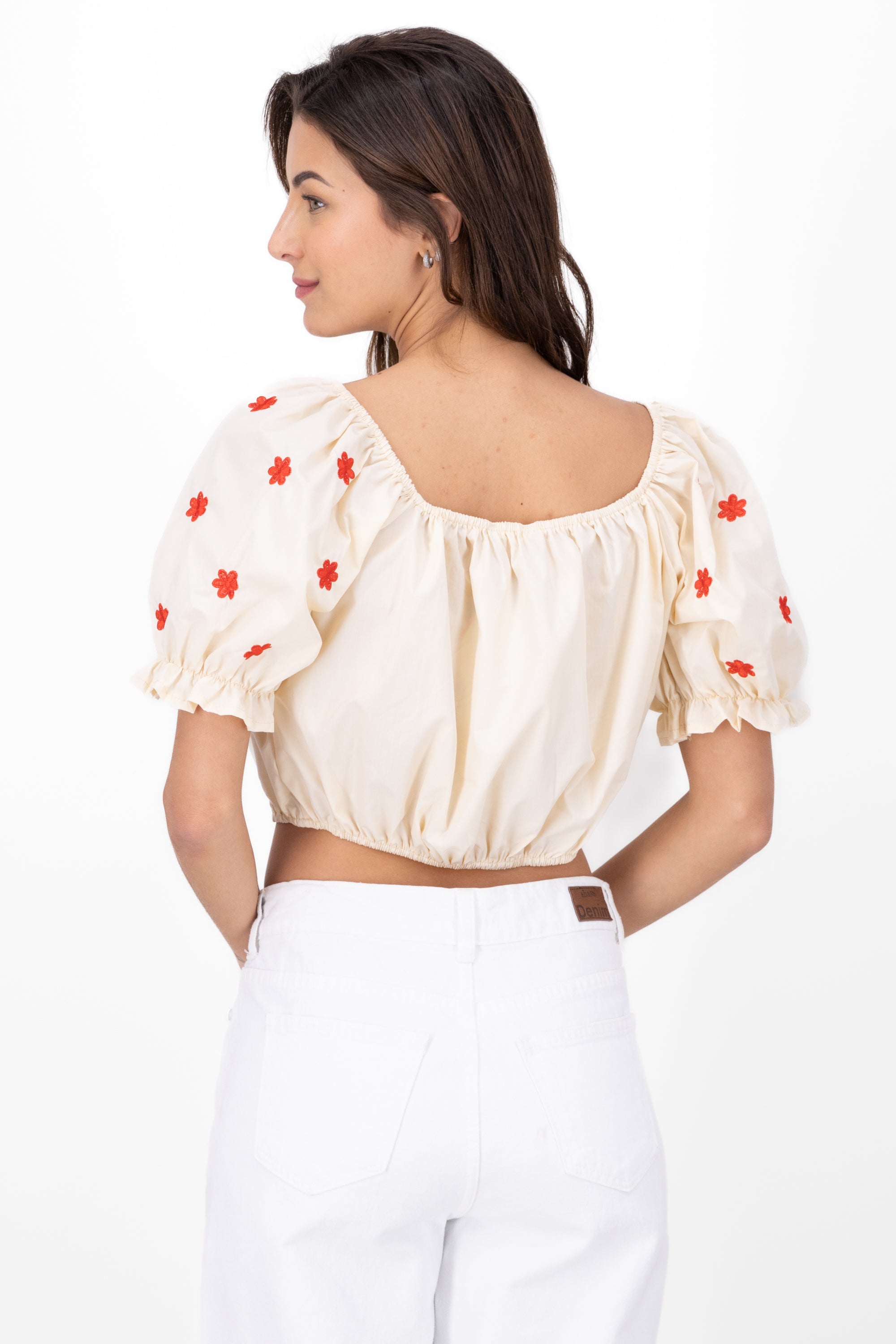 Manga Blouse Bulled Embroidery Detail BEIGE