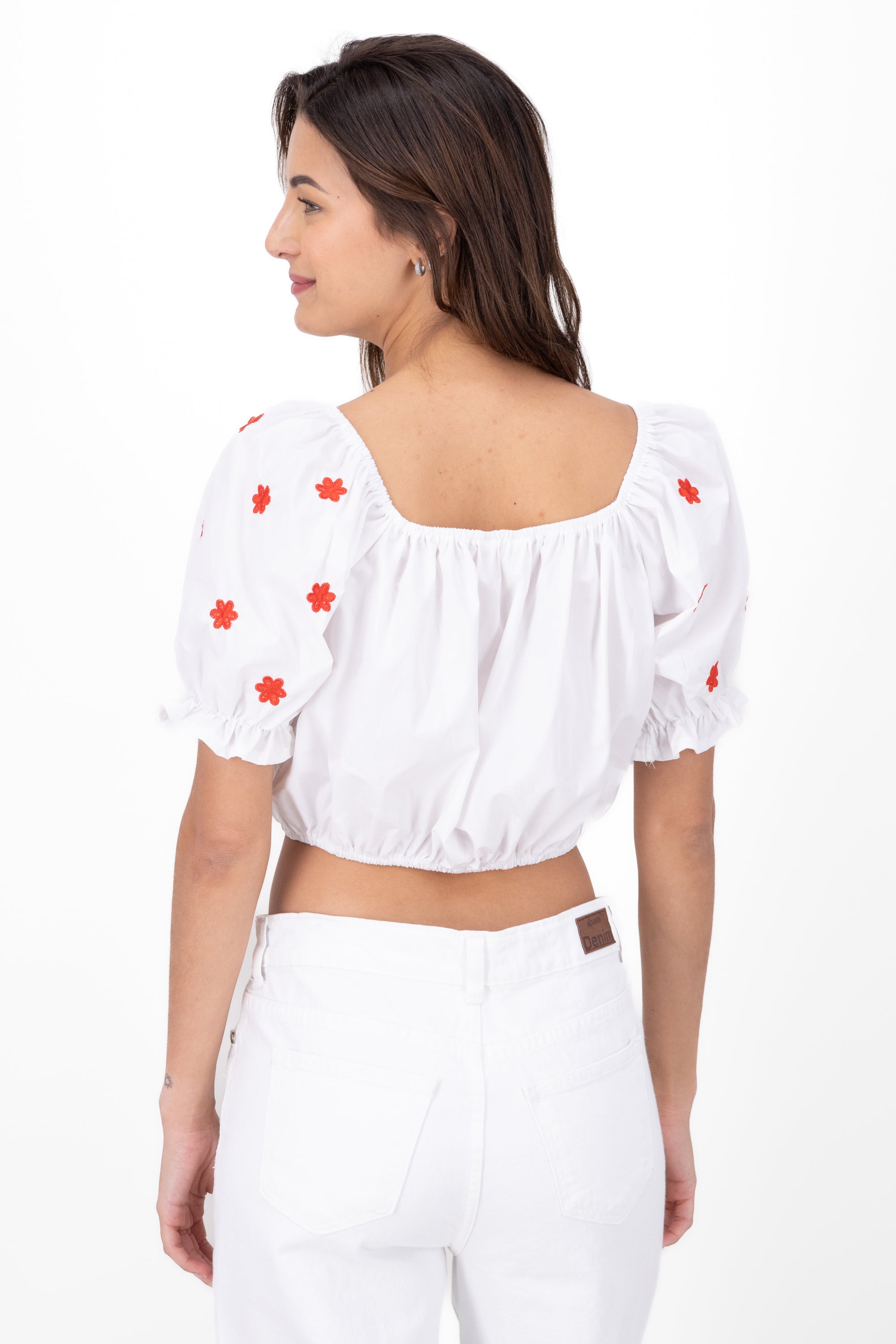 Manga Blouse Bulled Embroidery Detail WHITE