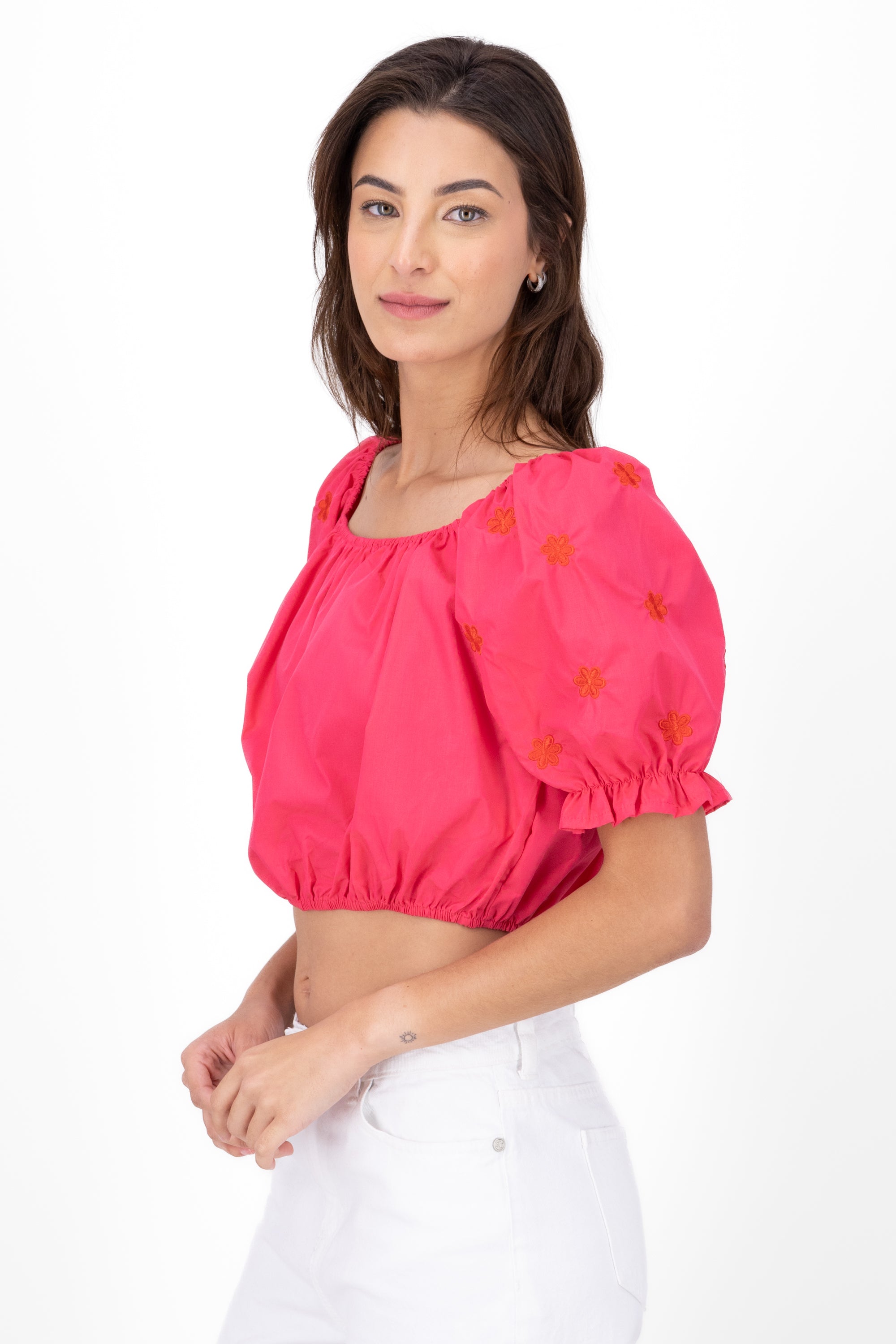 Manga Blouse Bulled Embroidery Detail PINK