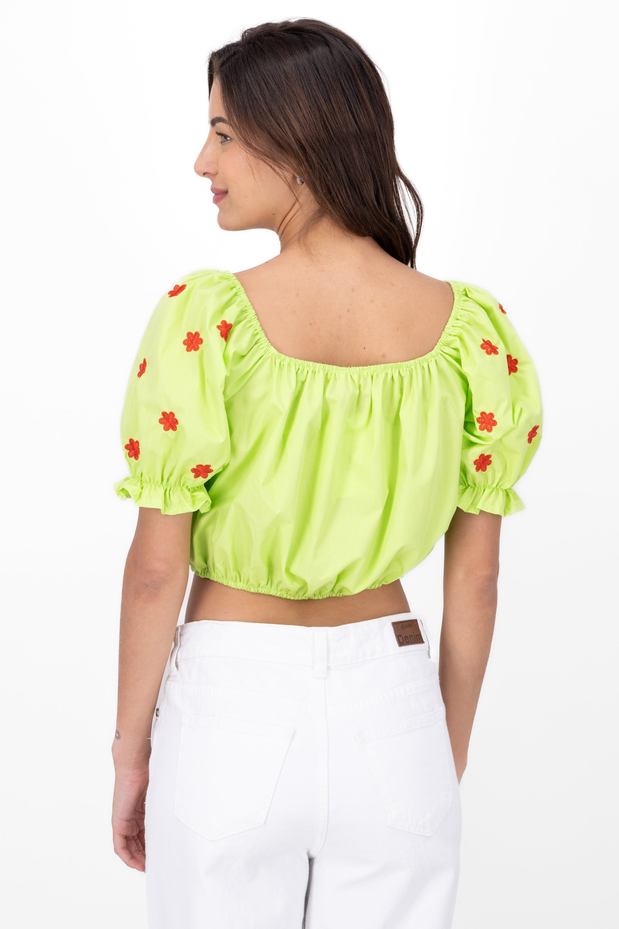 Manga Blouse Bulled Embroidery Detail GREEN