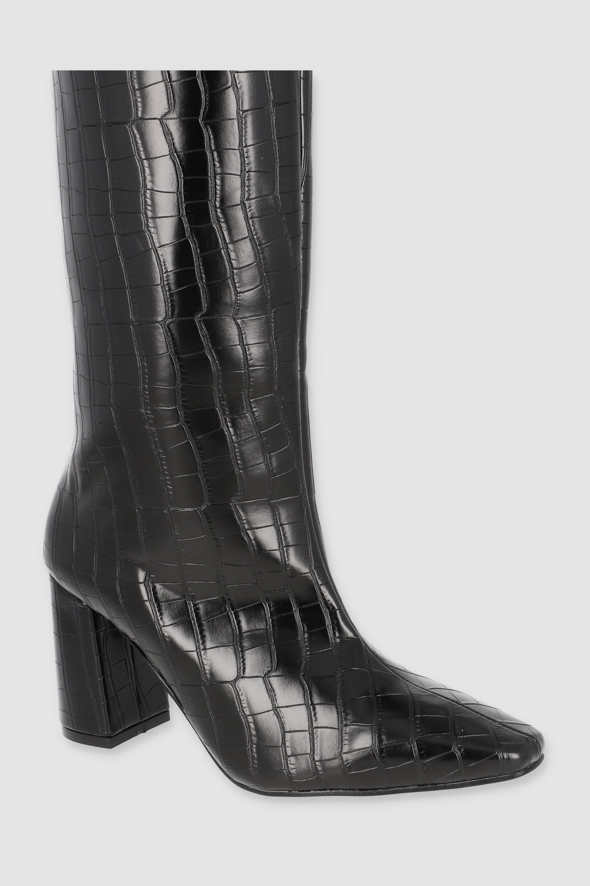 Croco structured long boot BLACK