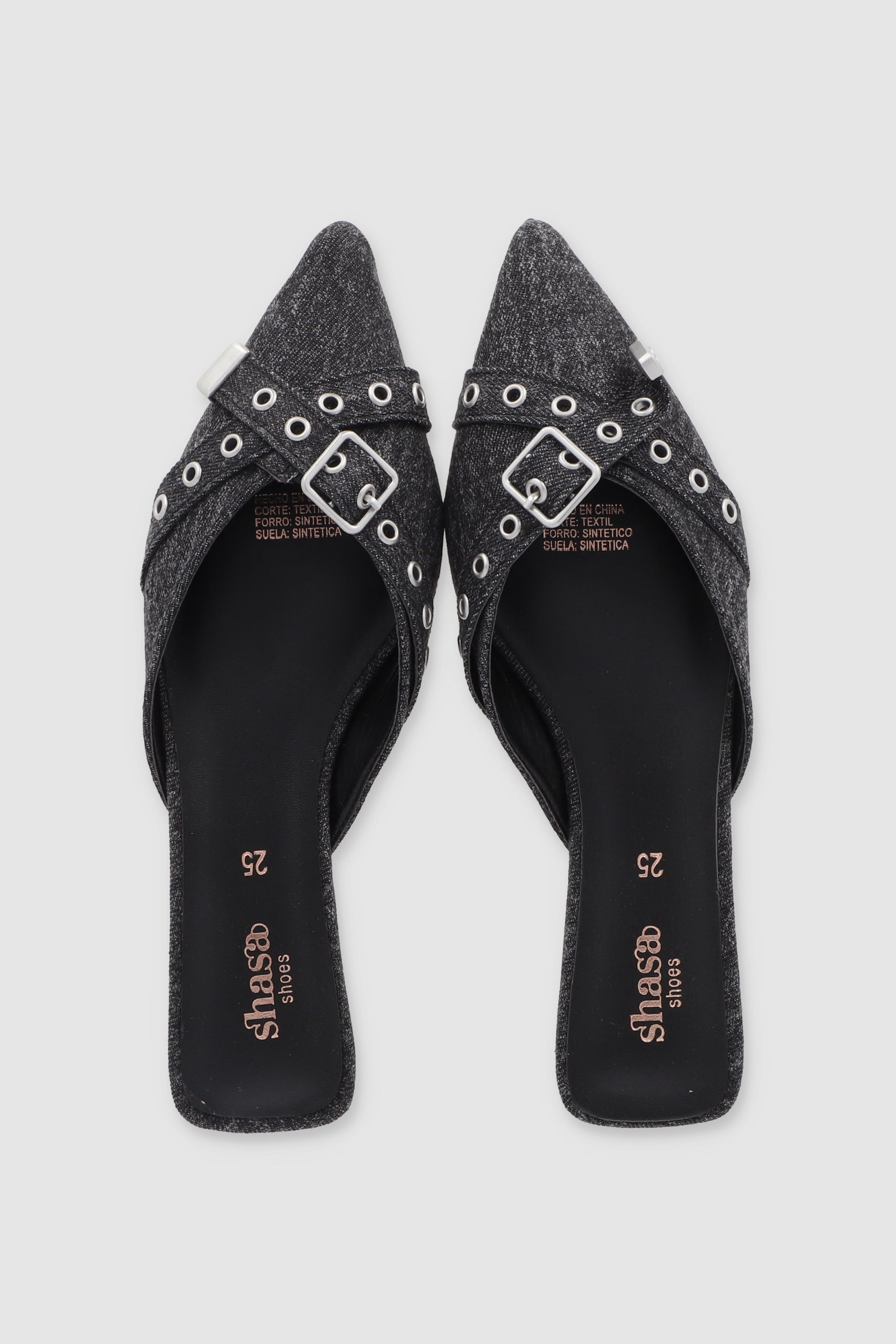 Flat mula tiras cruzadas hebillas NEGRO