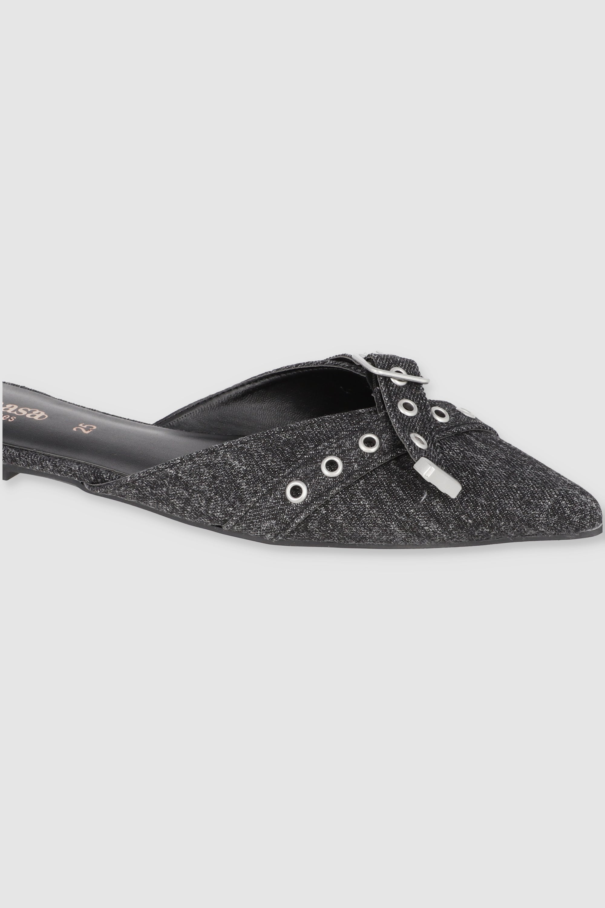 Flat mula tiras cruzadas hebillas NEGRO