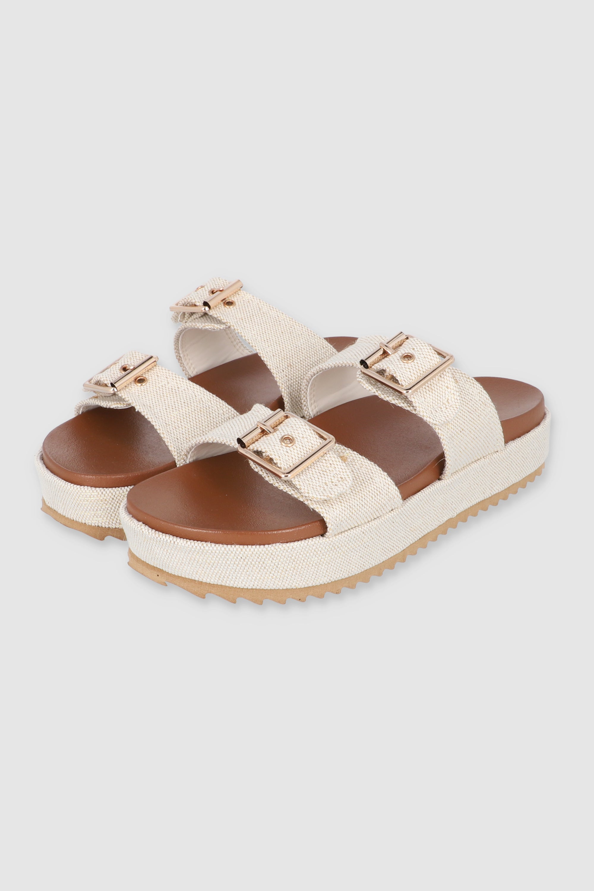 Sandal Platform Two Buckles BEIGE