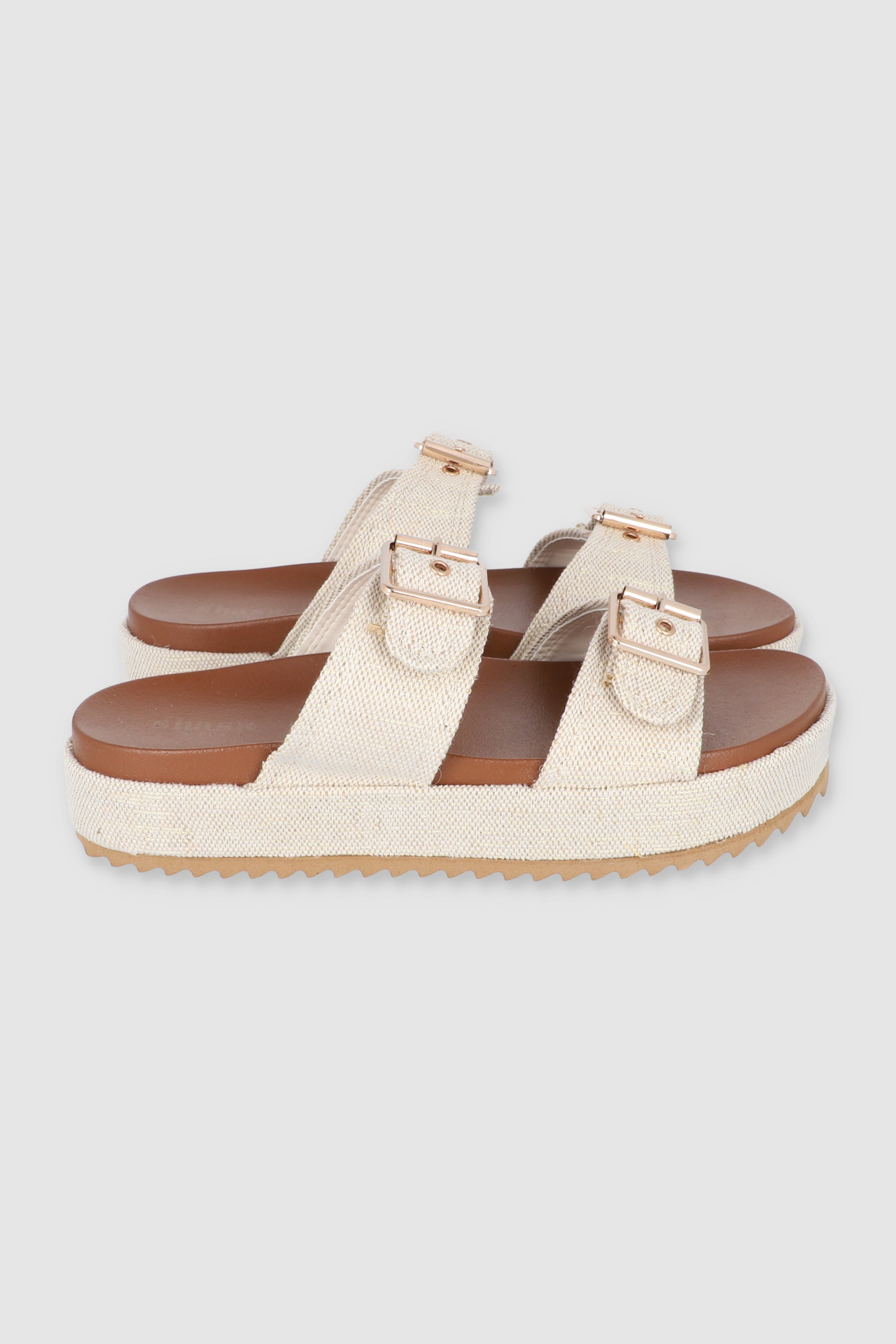Sandal Platform Two Buckles BEIGE