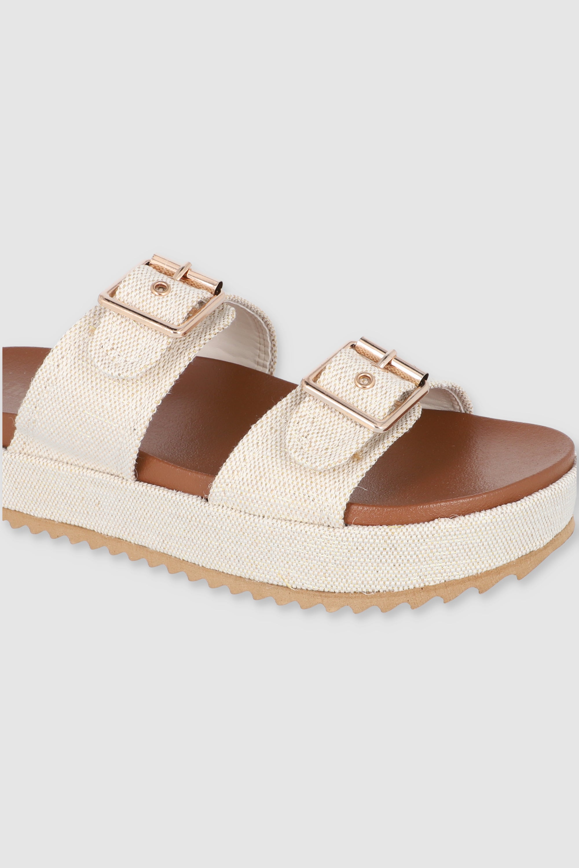 Sandal Platform Two Buckles BEIGE