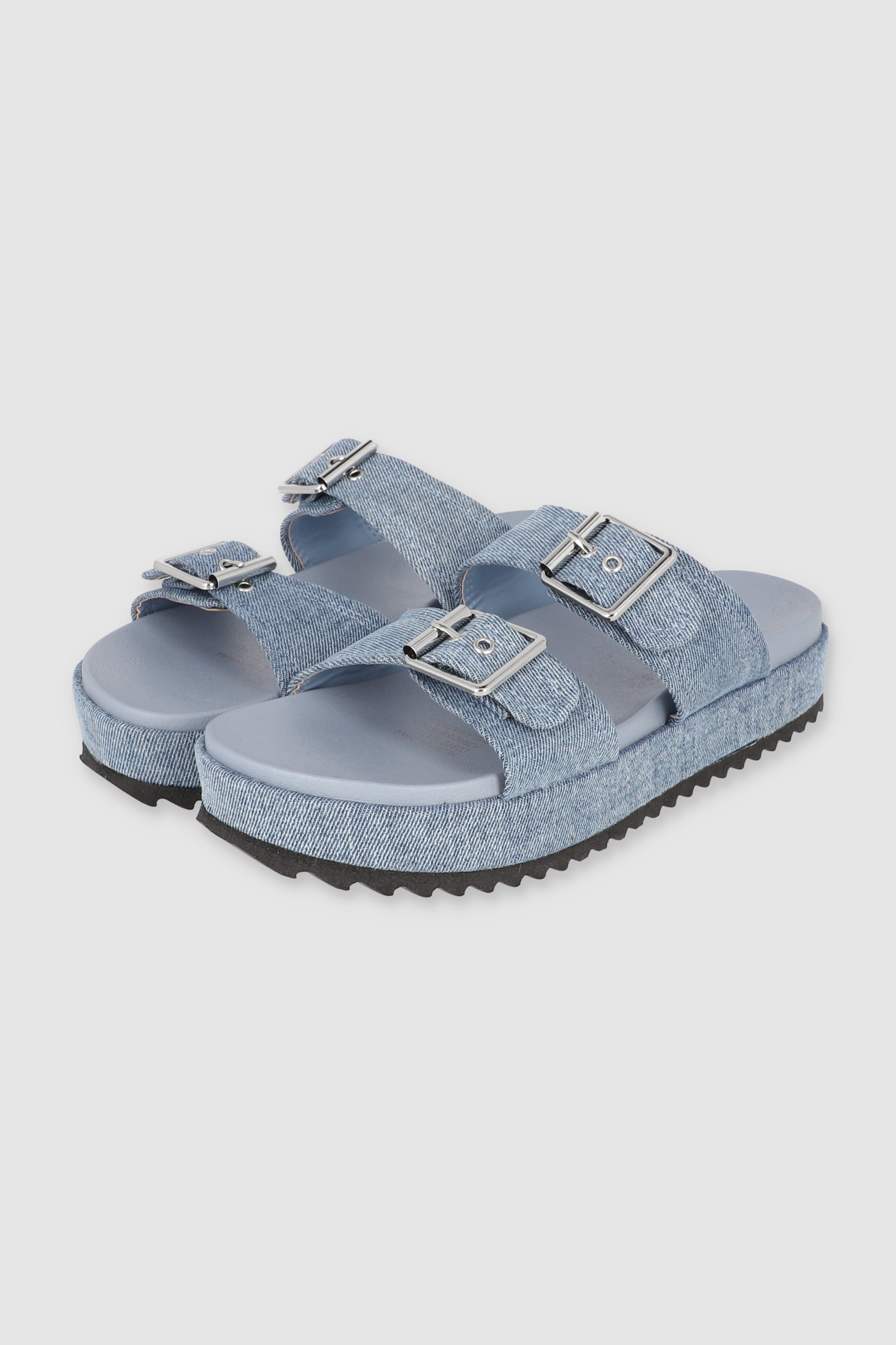 Sandal Platform Two Buckles Light Wash