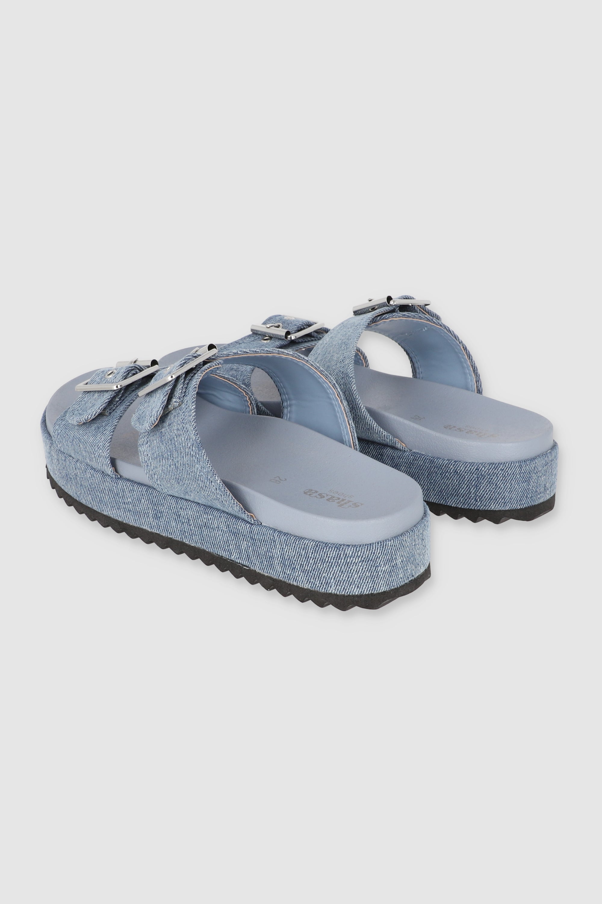 Sandal Platform Two Buckles Light Wash