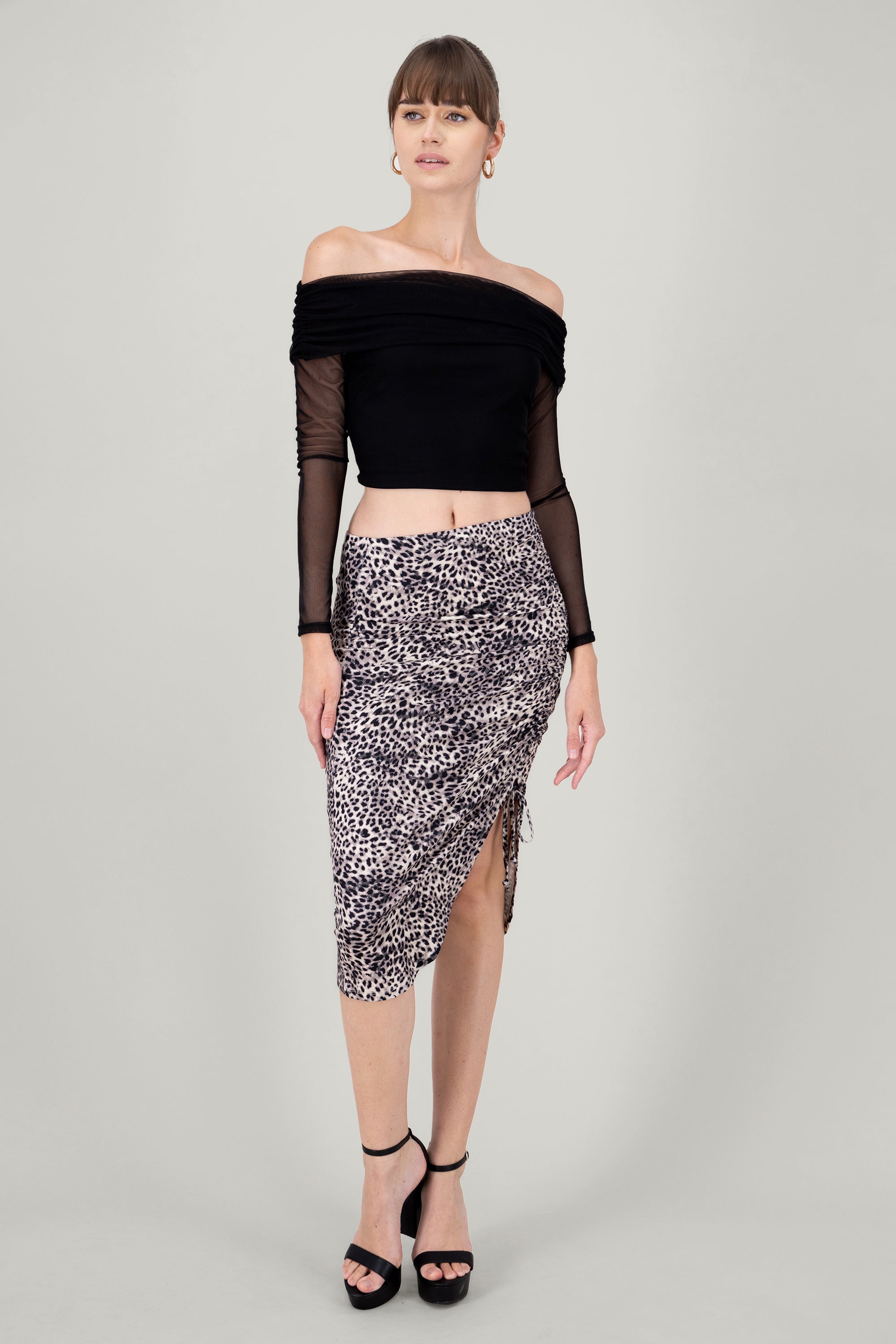 Falda midi animal print CAFE COMBO