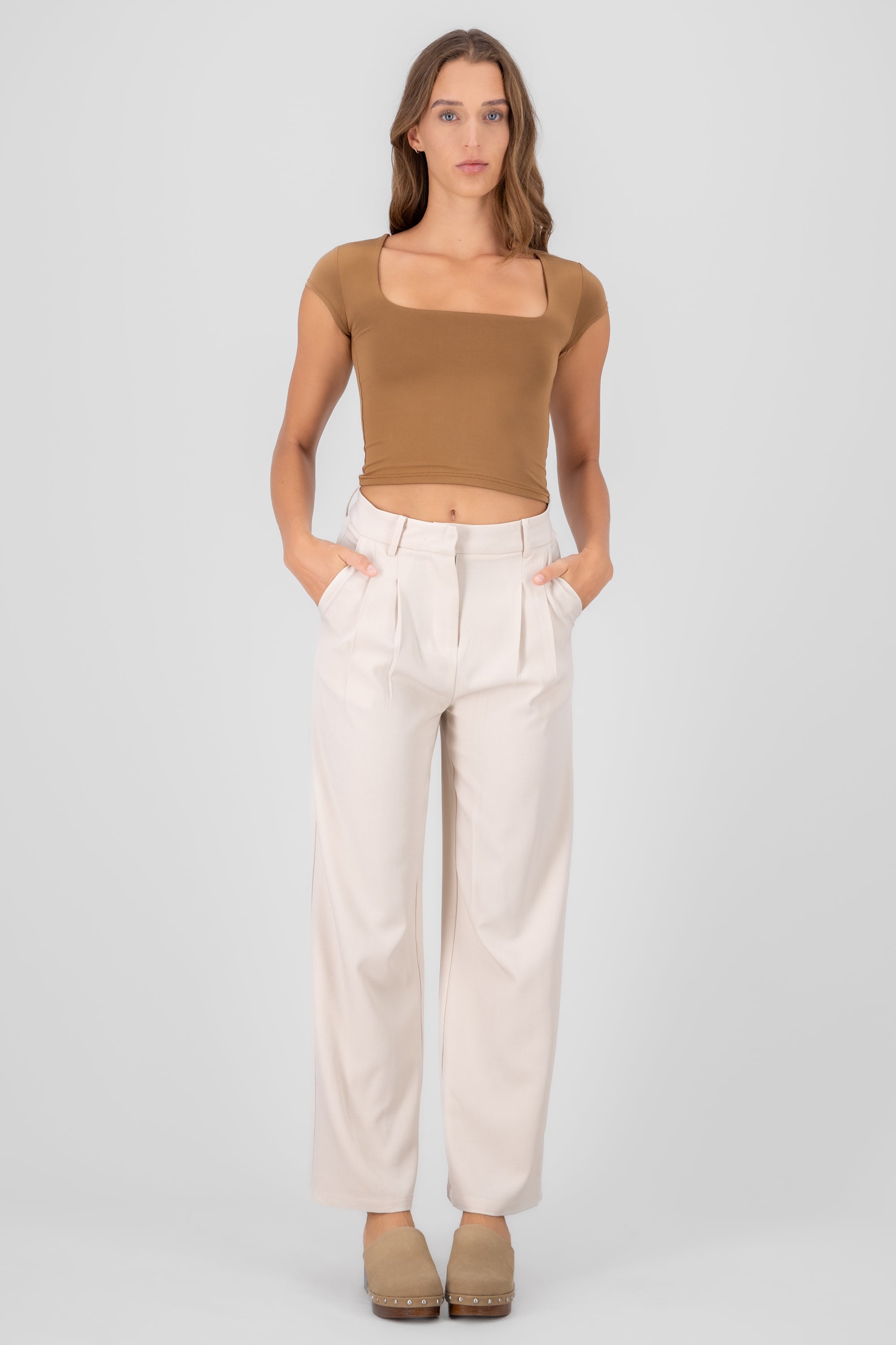 Pantalon sastre amplio BEIGE