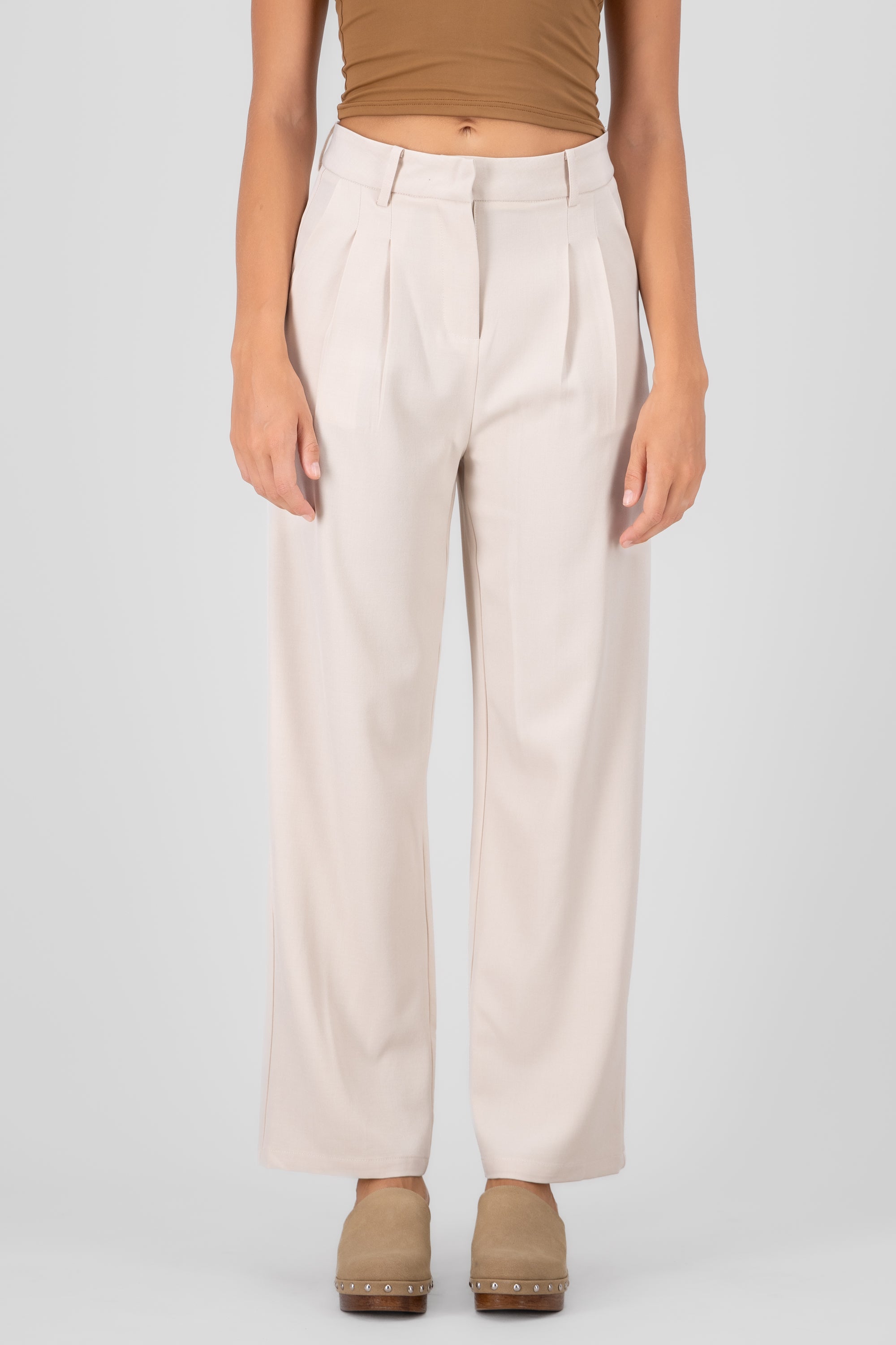 Pantalon sastre amplio BEIGE