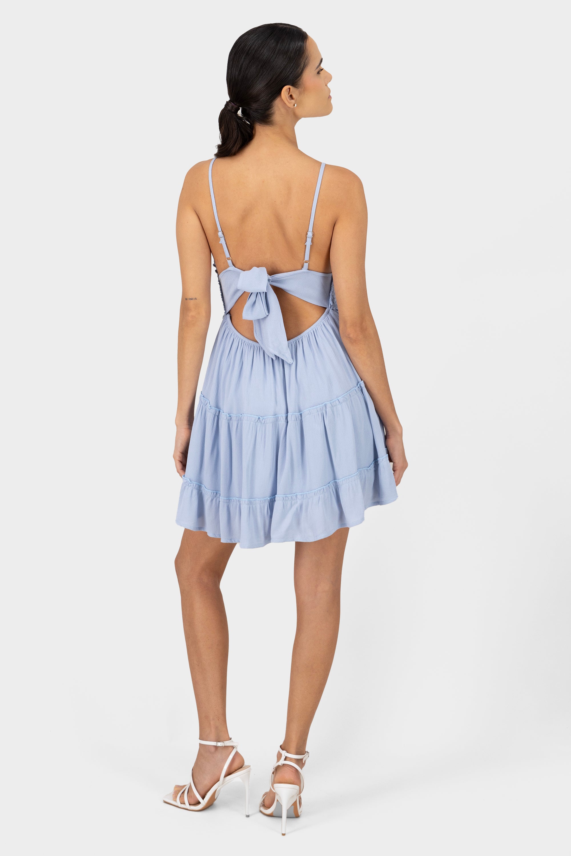 Crochet straps dress Sky blue