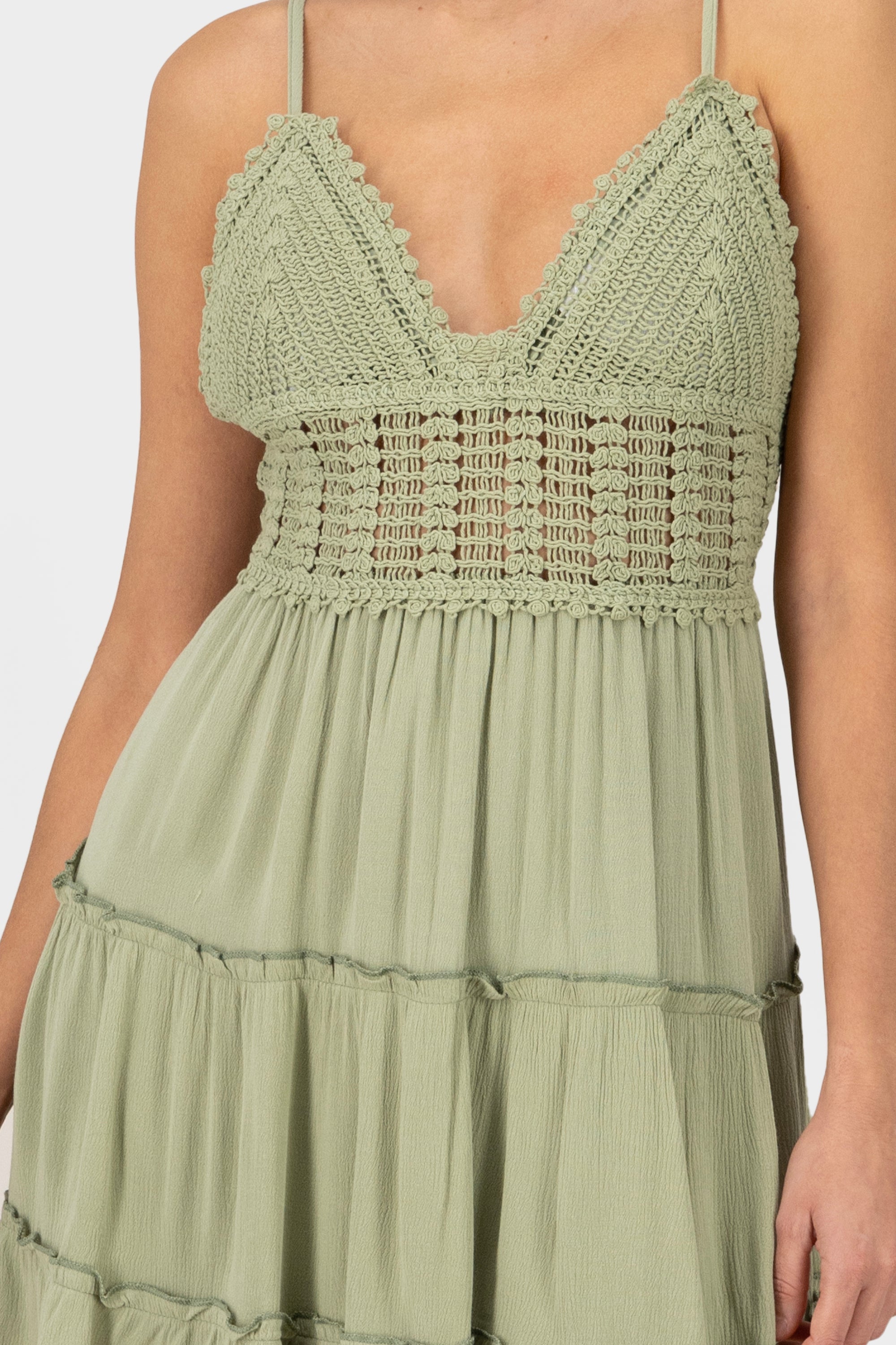 Crochet straps dress OLIVE