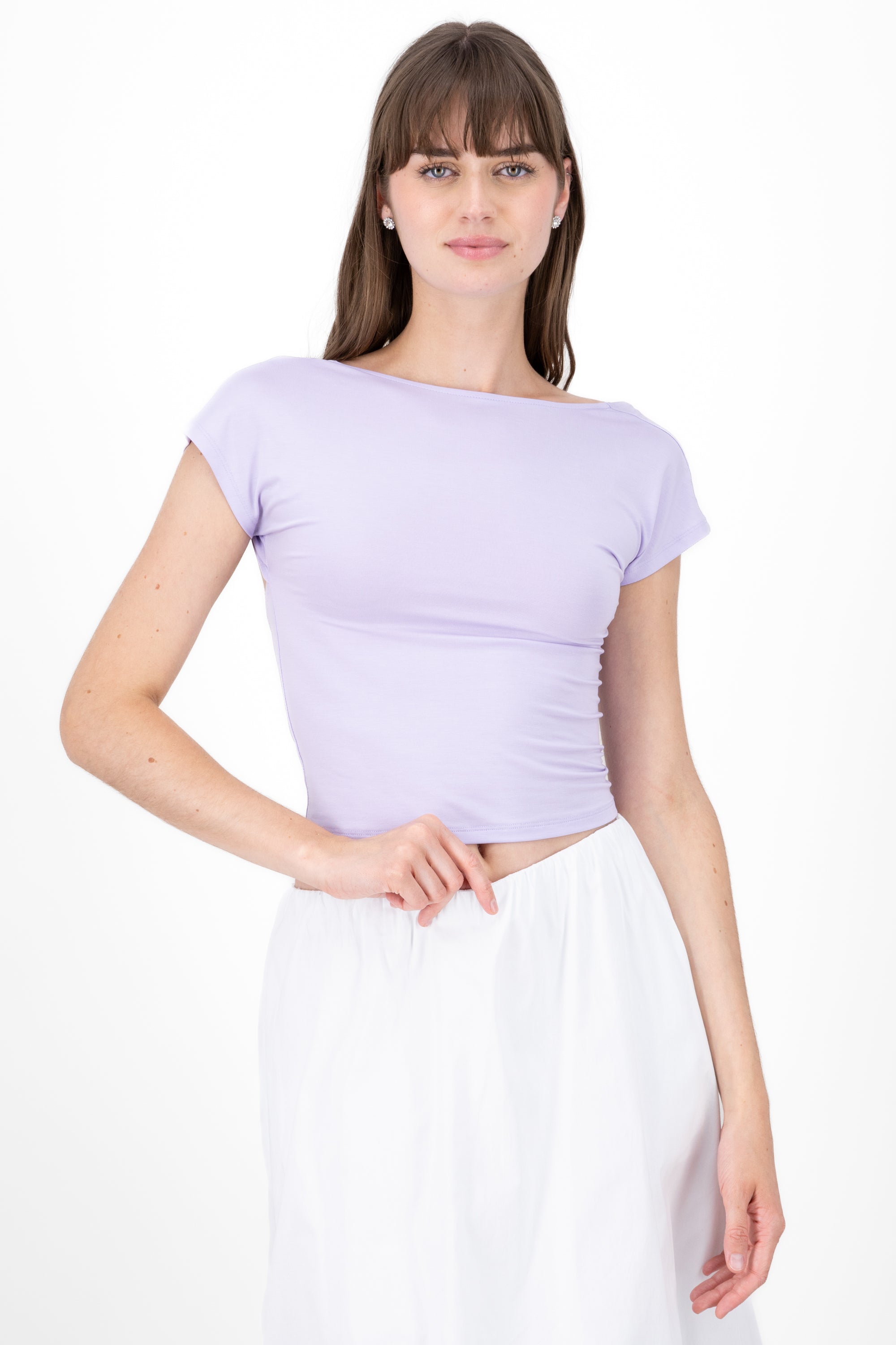 Short sleeve top sprive neckline Hypsters LILAC