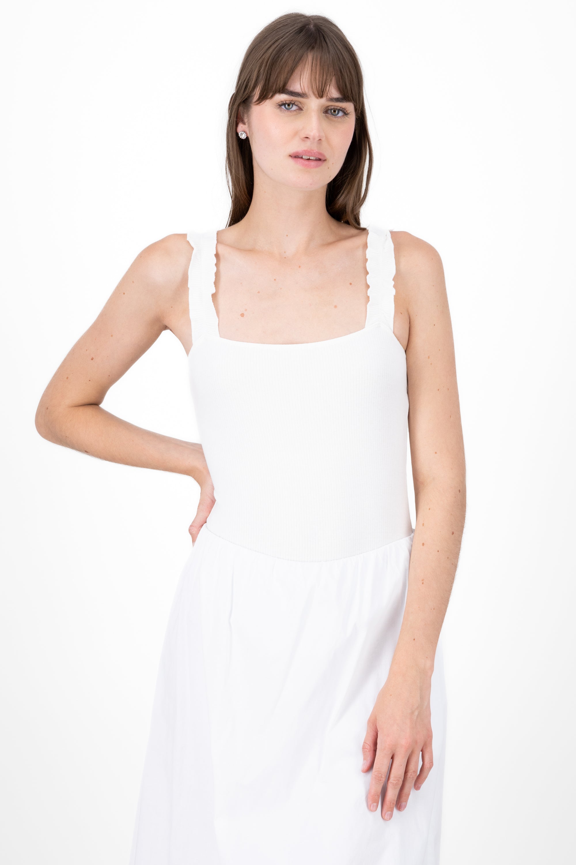 Bodysuit rib tirante fruncido Hypsters BLANCO