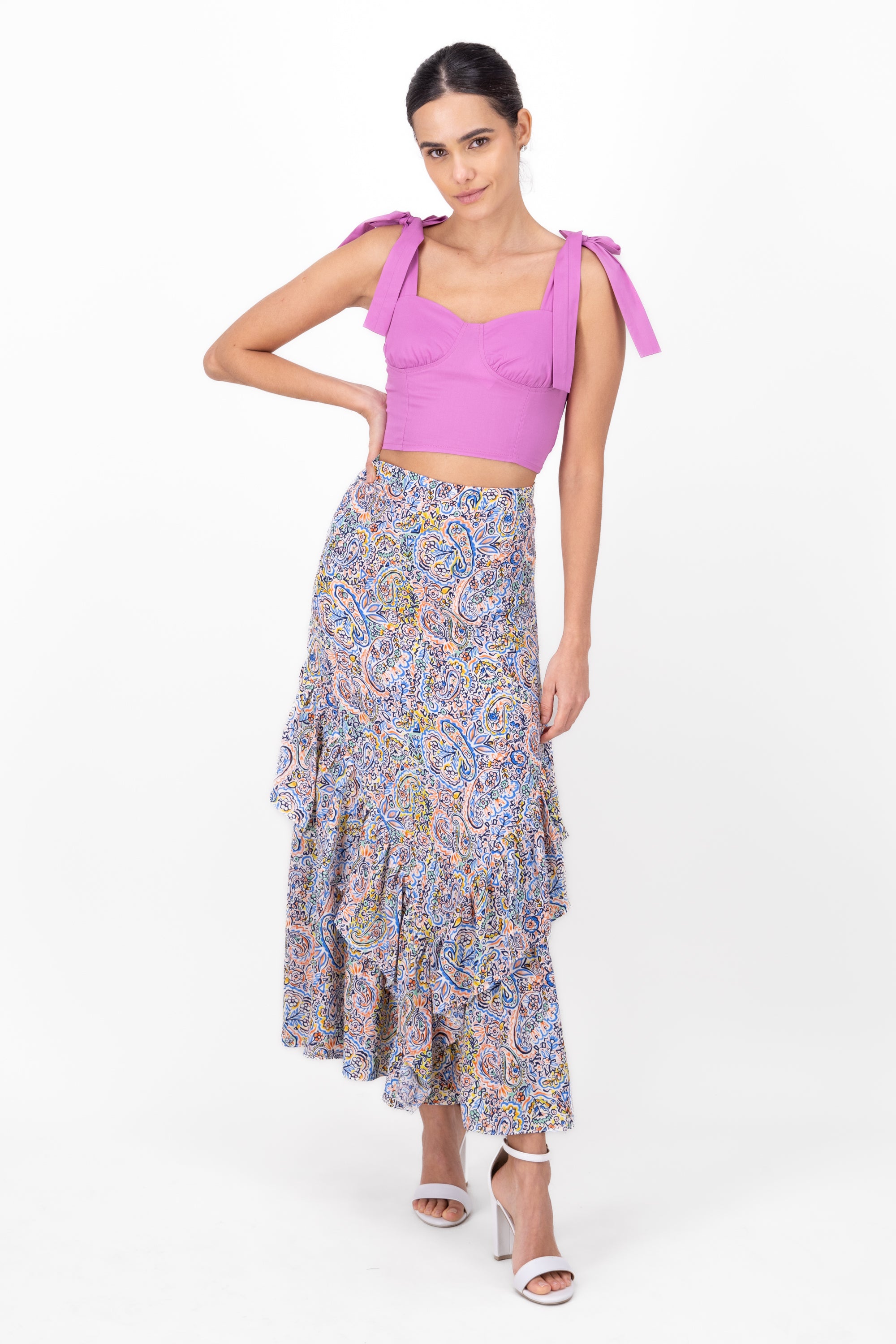 Maxi falda detalle olanes MULTICOLOR